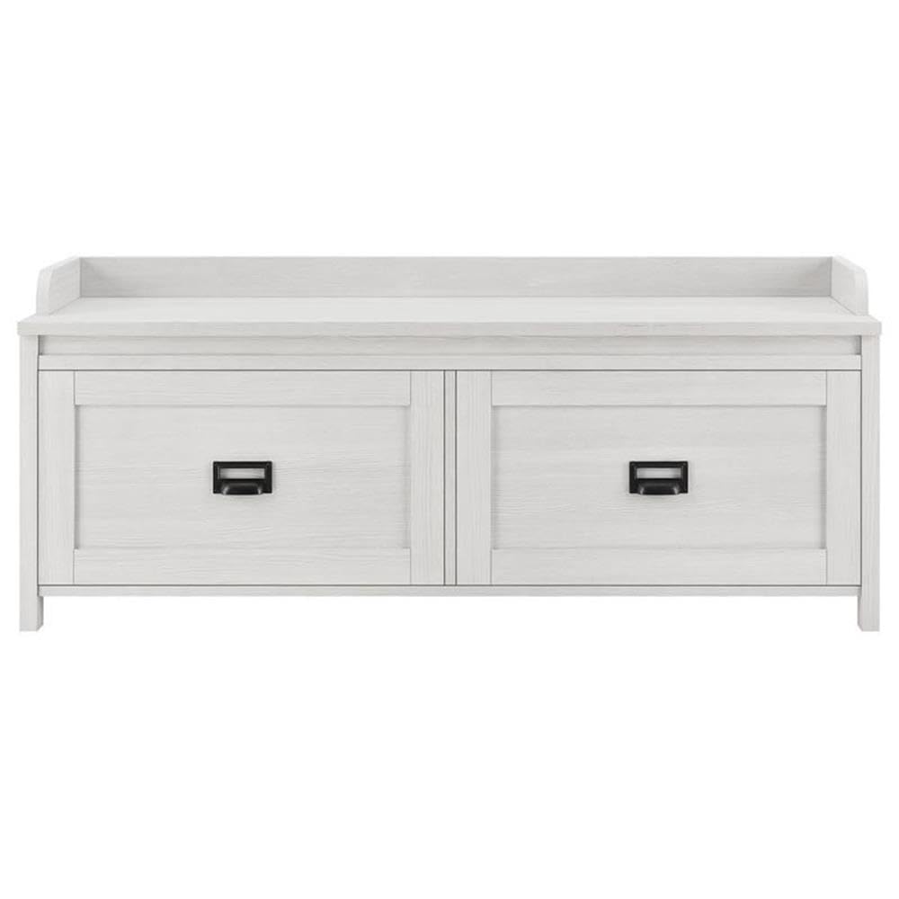 BOWERY HILL Farmhouse Style Entryway Storage Wooden Bench - Off White Shoe Bench for Hallway, Mudroom & Bedroom Organization
