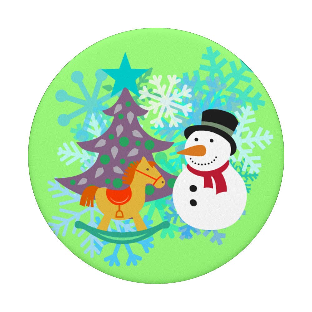 Snowman Christmas Tree Rocking Horse Toy for Kids - Blue & Green Wooden Rocker with Festive Holiday Design | Perfect for Christmas Decorations & Toddler Playtime