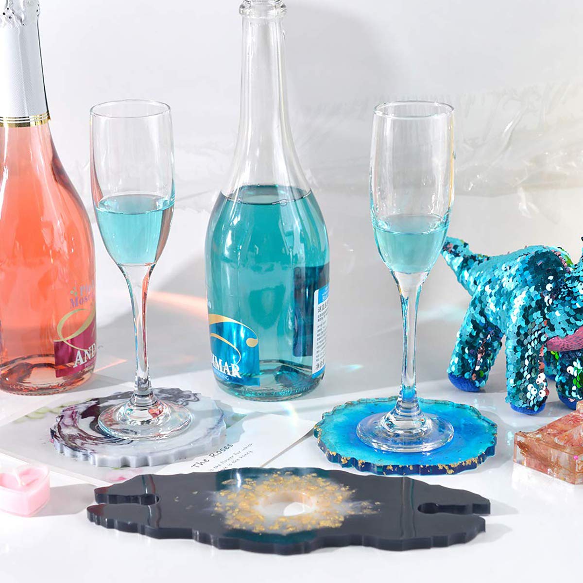 Premium 3-Piece Resin Silicone Mold Set for DIY Wine Rack & Coaster Making - Durable Casting Molds for Glasses Holder and Home Decor Crafts - Perfect for Resin Art, Gift Making, and Creative DIY Projects