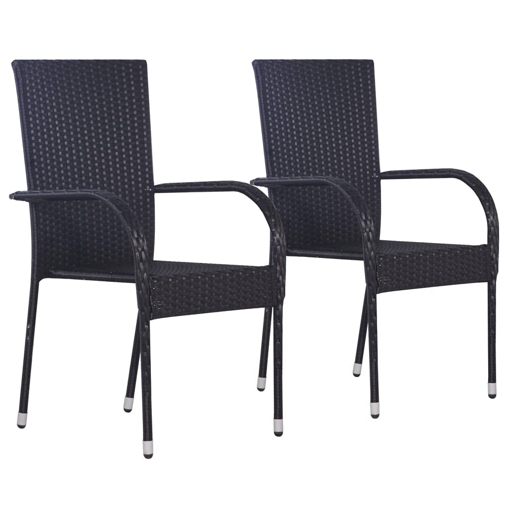 vidaXL 3-Piece Patio Dining Set - Outdoor Table & Chairs, Black Farmhouse Garden Furniture for Backyard, Deck, or Poolside Dining