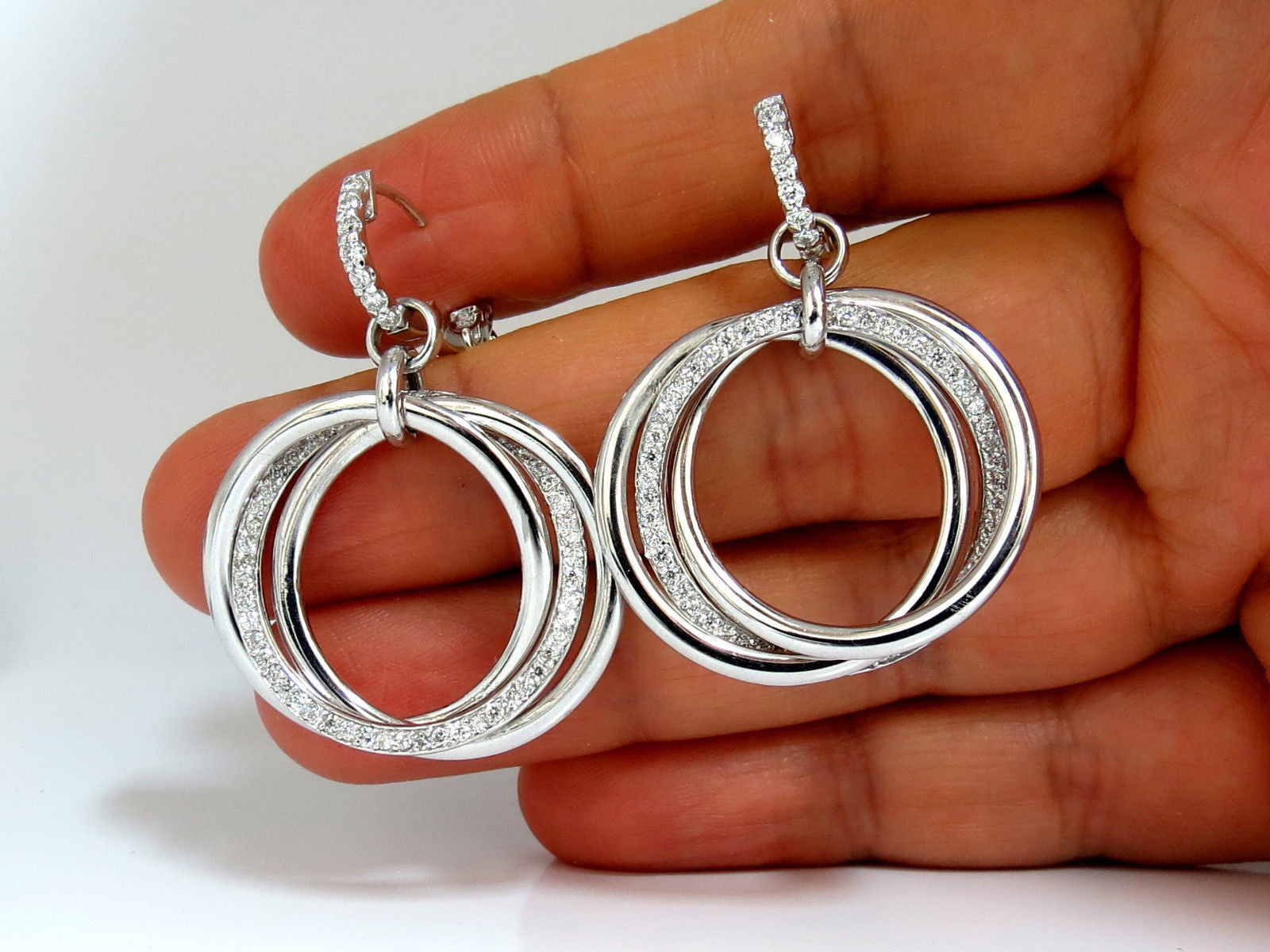 1.26ct Natural Round Diamond Dangle Rolling Ring Earrings in 14K Gold - Elegant & Sparkling Jewelry for Women, Perfect for Parties, Weddings & Special Occasions