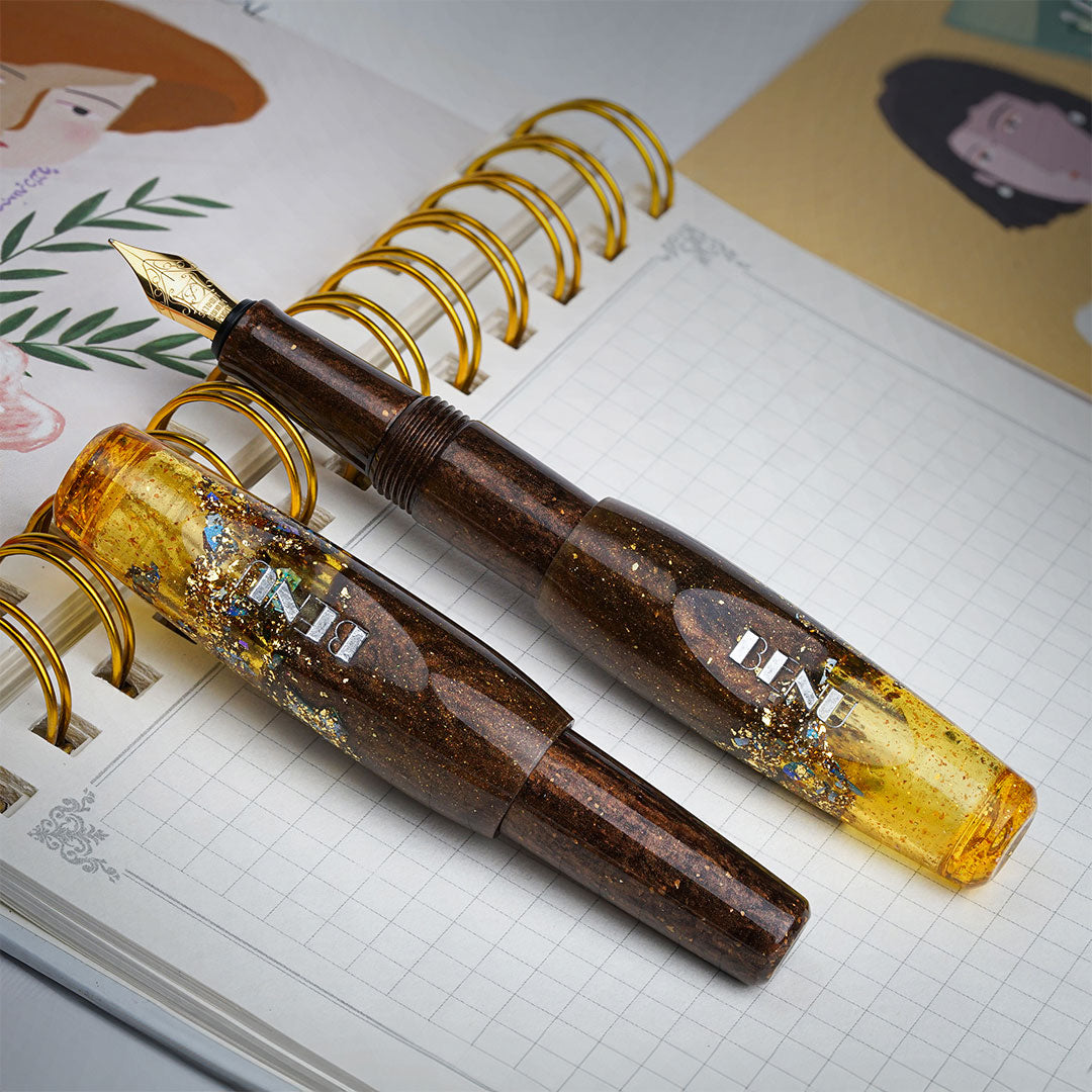 Benu Pixie Pocket Fountain Pen - Honey Bronze Finish, Fine Nib, Portable Writing Instrument for Journaling, Note Taking & Everyday Use