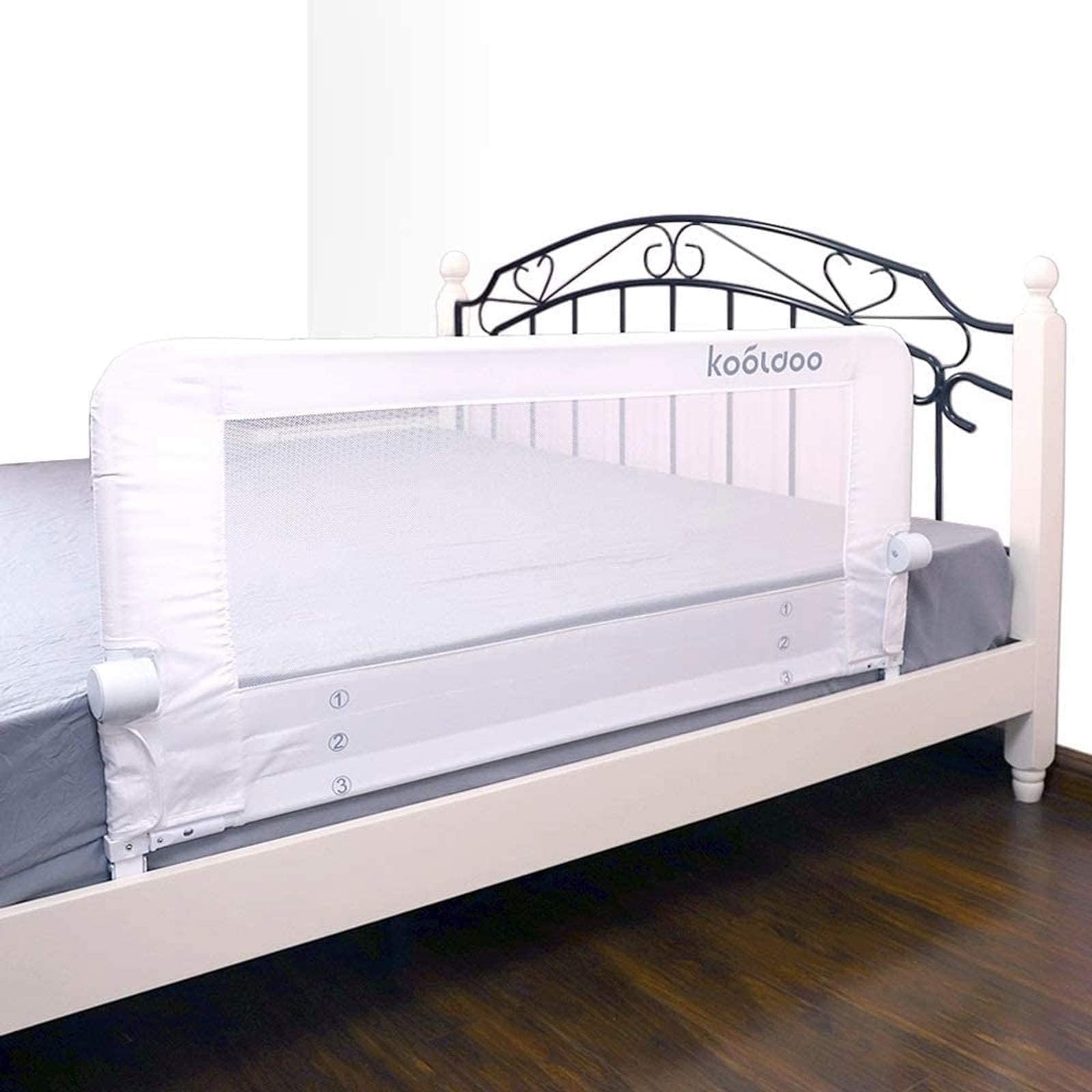 Foldable Toddler Bed Rail Guard - Safety Bed Rail for Kids with Secure Belt, Fits Twin/Double/Full/Queen Size Beds (43