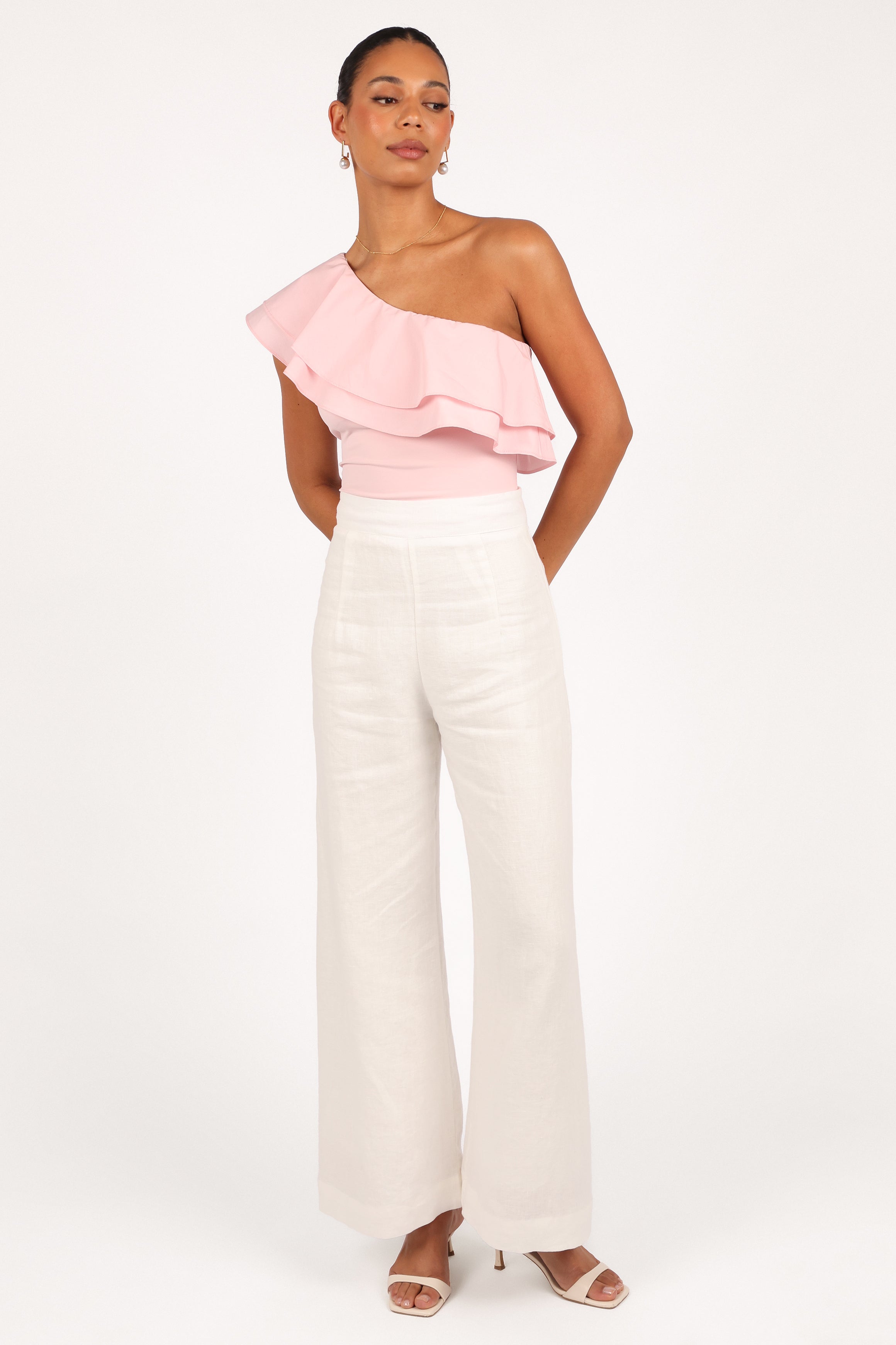 Kate One Shoulder Top in Petal Pink - Women's Fashion Blouse for Party, Date Night & Summer Outfits