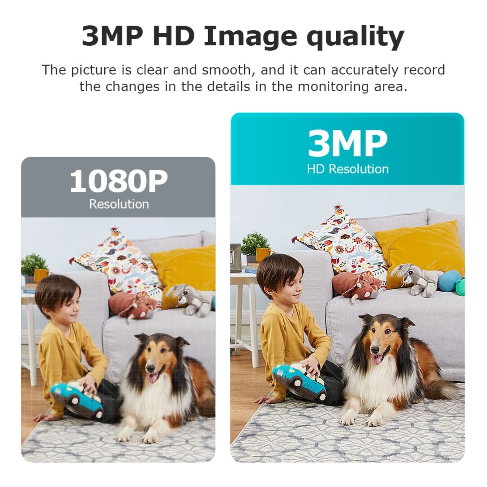 3MP HD Indoor Security Camera with 2-Way Audio, Night Vision & AI Motion Detection - 90° Wide Angle Smart Home Camera for Baby, Pet & Elderly Monitoring - Perfect for Home, Office & Nursery Surveillance