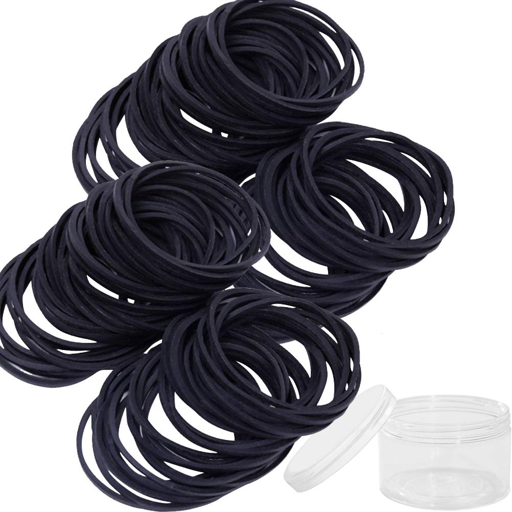 AMUU 300pcs Small Black Rubber Bands Size 16 - Elastic Hair Ties for Office, School, Home & DIY Crafts | Multipurpose Stretchable Bands for Organizing, Securing & Hair Styling