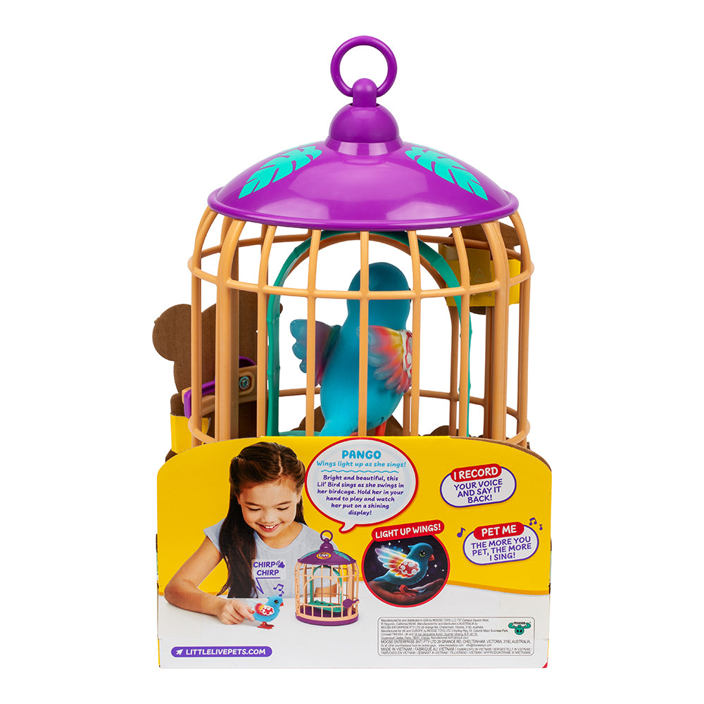 Little Live Pets Lil' Bird S15 Interactive Talking Bird & Cage Set - Jungle Series Pango - Perfect for Kids' Imaginative Play & Role-Playing Games