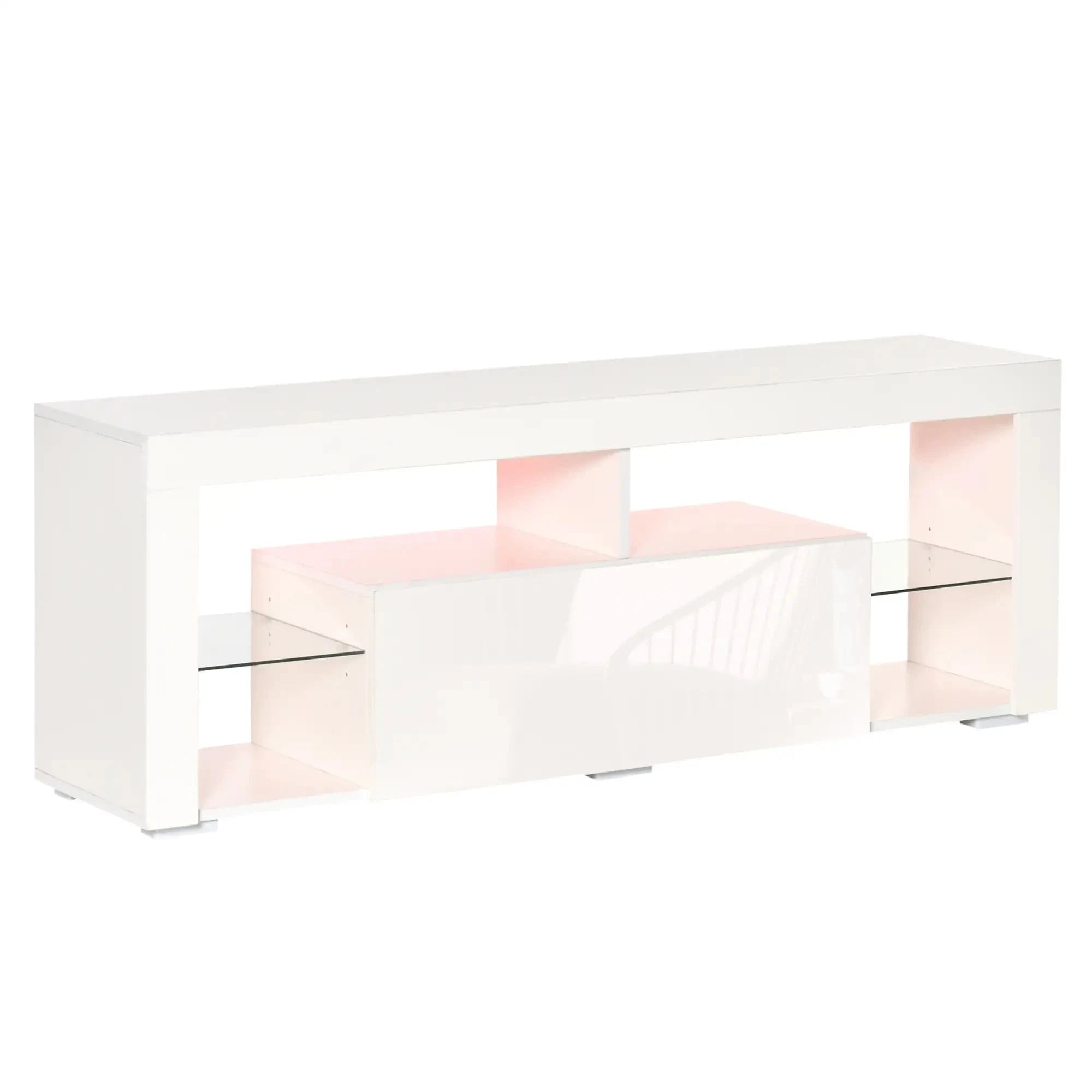Modern TV Stand with LED Lights & Storage Shelves - 4 Color Options for Living Room, Bedroom & Home Theater Setup