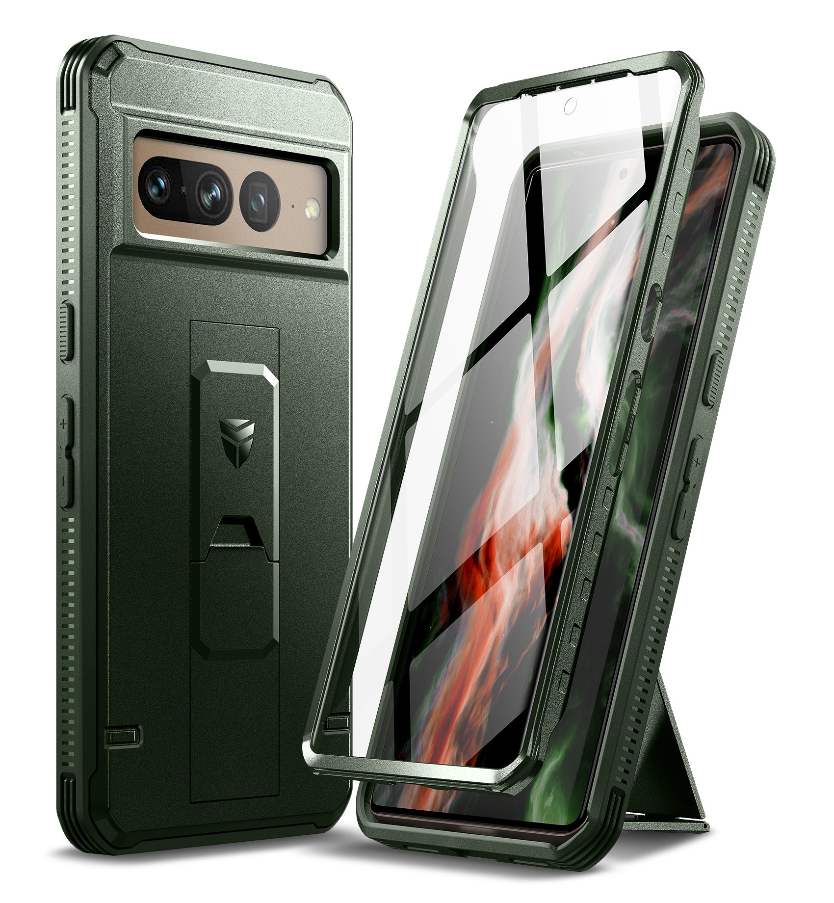 Dexnor Heavy Duty Shockproof Rugged Case for Google Pixel 7 Pro with Built-in Screen Protector, Full Body Bumper & Kickstand - Perfect for Outdoor Activities, Work & Travel Protection