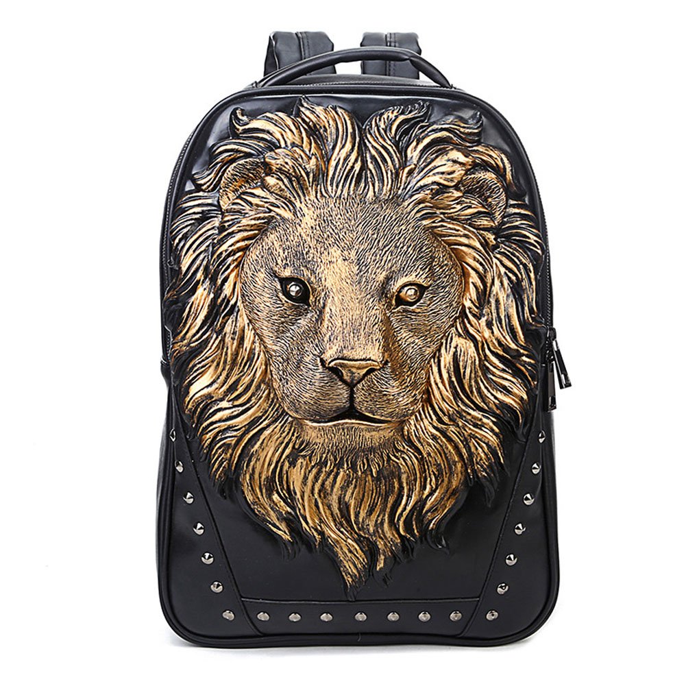 3D Animal Head Backpack for Women & Men - Studded PU Leather Laptop Backpack, College Bookbag for School, Work & Travel - Trendy Unisex Daypack for Students & Professionals
