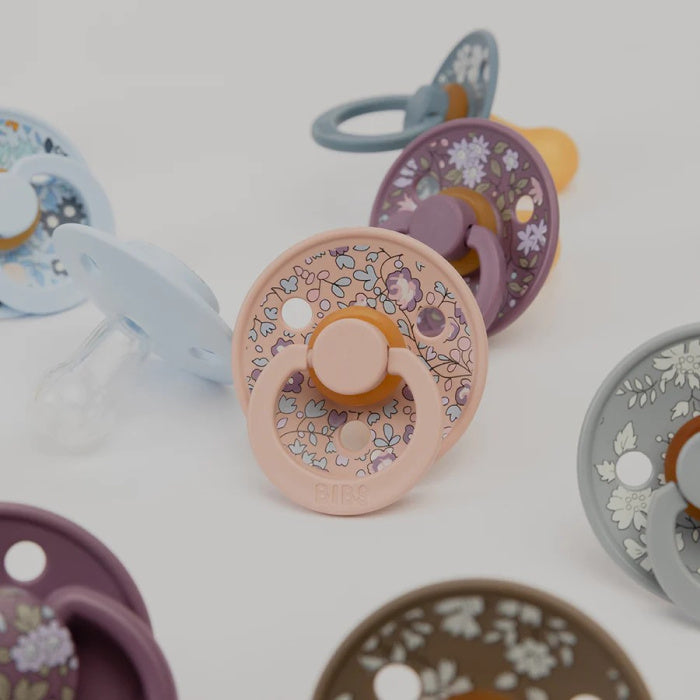 BIBS x Liberty London Round Pacifiers Twin Pack - Soft & Safe Baby Soothers for Daytime & Nighttime Comfort