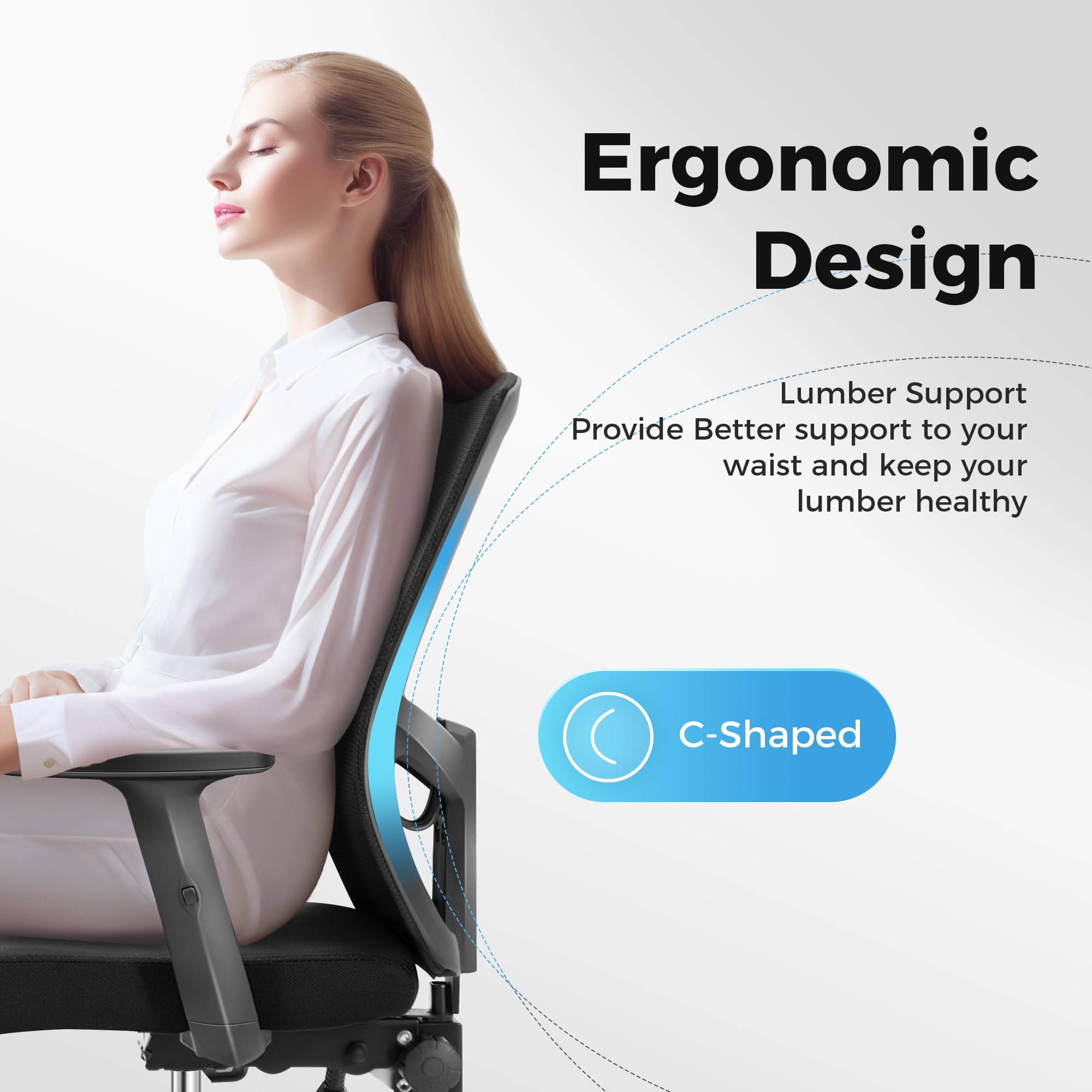 Ergonomic Mesh Office Chair with Adjustable Armrests - Breathable Mid-Back Computer Task Chair for Home & Office Workspace - Perfect for Long Hours of Sitting, Gaming, and Remote Work