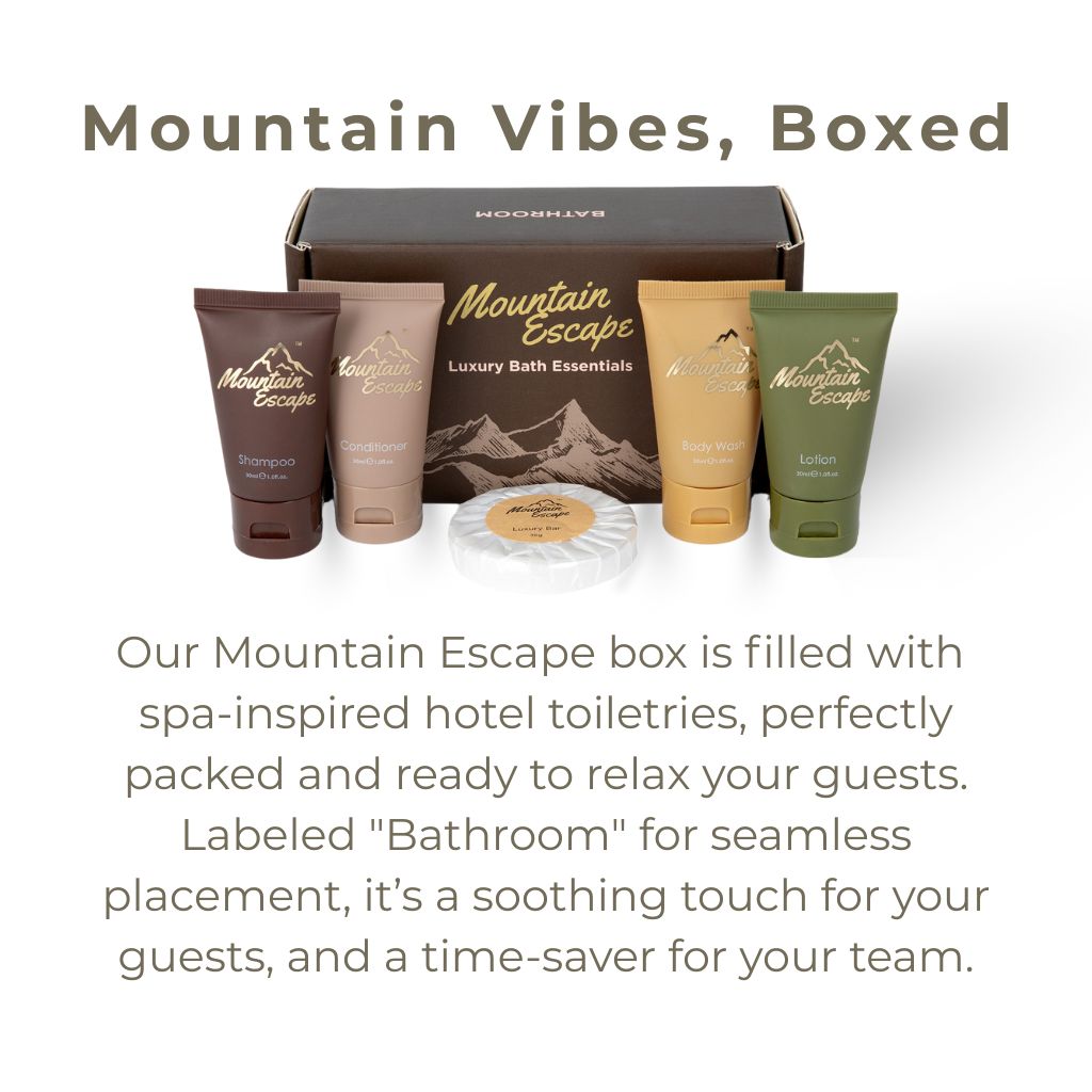 Premium Hotel Toiletries Kit in Luxury Display Box - Travel Size Shampoo, Conditioner, Body Wash & Lotion Set - Perfect for Hotels, Spas, Travel & Guest Bathroom Essentials