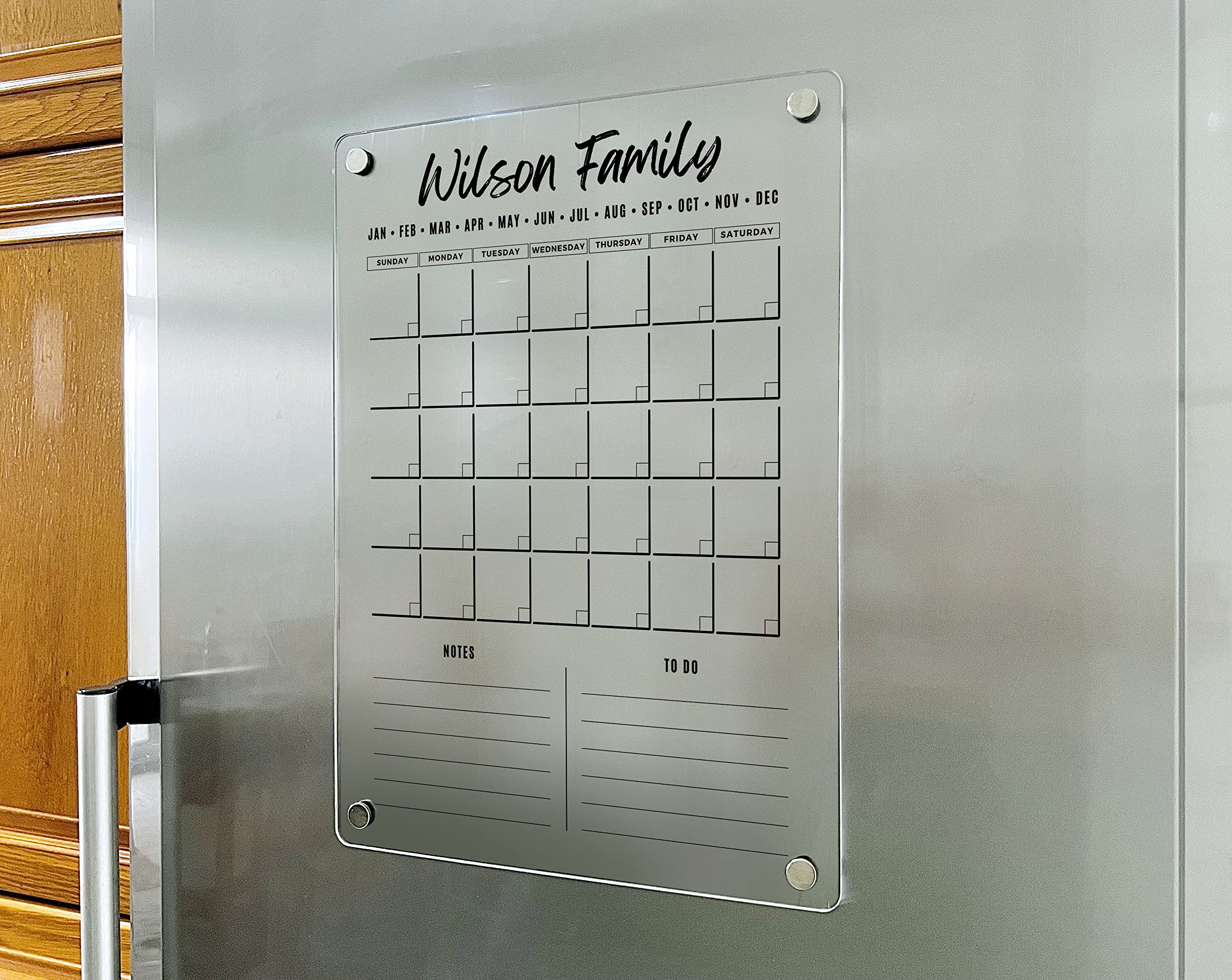 Magnetic Acrylic Family Planner 2025 - Customizable Monthly & Weekly Wall Calendar with Dry Erase Marker - Personalized Note Board for Home Office, Kitchen, or Classroom Organization