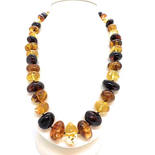 Genuine Baltic Amber Statement Necklace for Women - Handmade Designer Beaded Jewelry from Russia | Elegant Gift & Keepsake for Weddings, Parties & Special Occasions