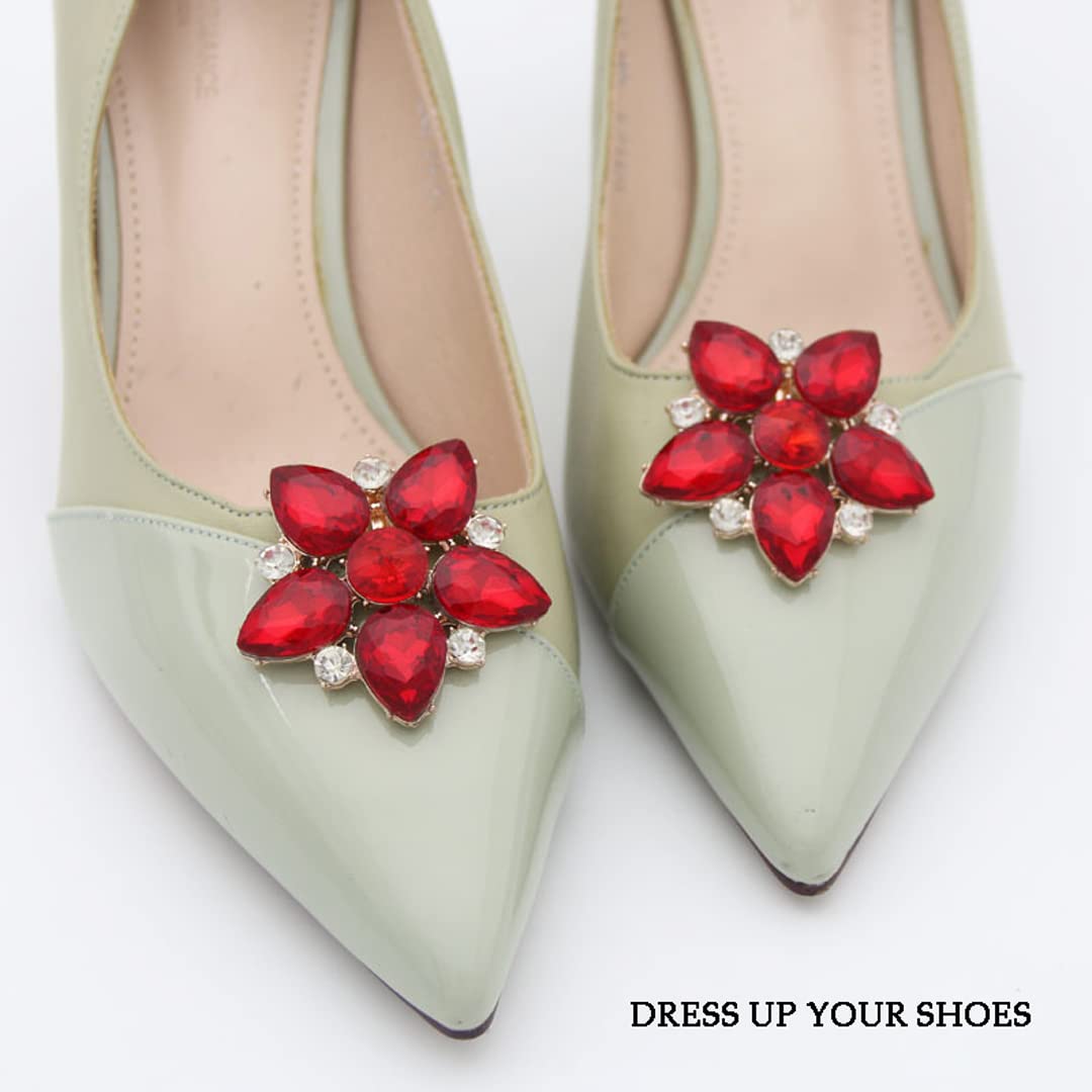 2 PCS Detachable Rhinestone Star Shoe Clips - Flower Shoe Buckle Decor for Women & Girls | Perfect for Party, Wedding, Birthday & Special Occasions