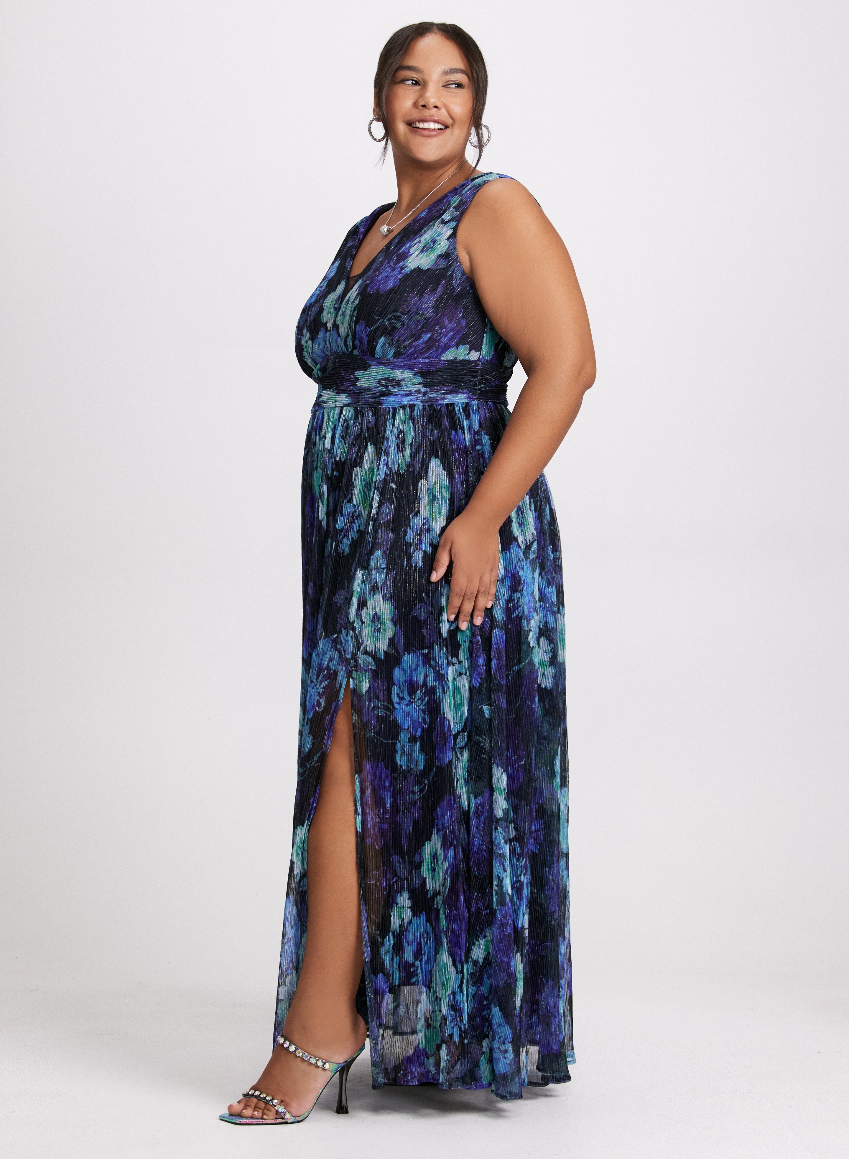 Floral Plisse Dress for Women - Elegant Summer Midi Dress with Ruffles & Flowy Fit - Perfect for Beach, Vacation & Party Wear