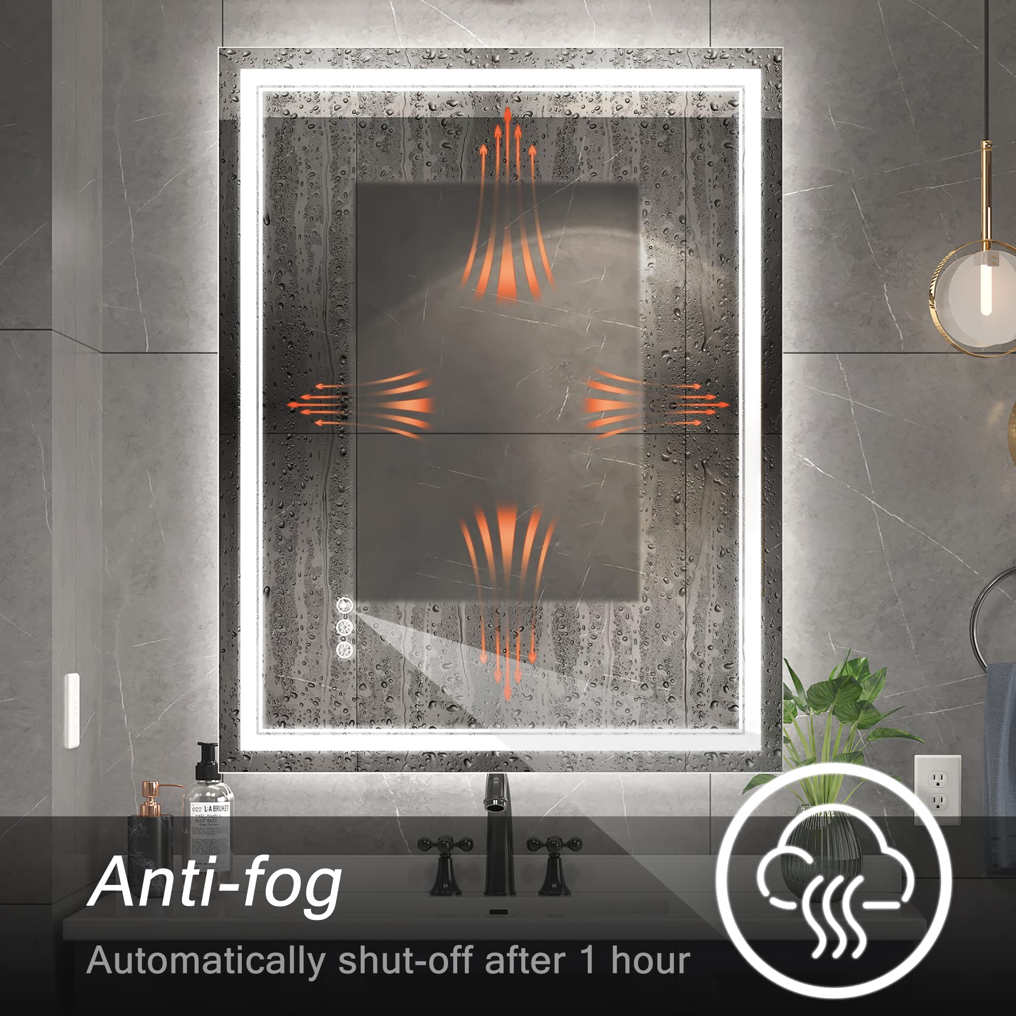 30x36 Inch LED Bathroom Mirror with Dimmable Front & Backlight - Anti-Fog, Waterproof Vanity Mirror for Makeup & Shaving - Perfect for Modern Home Decor