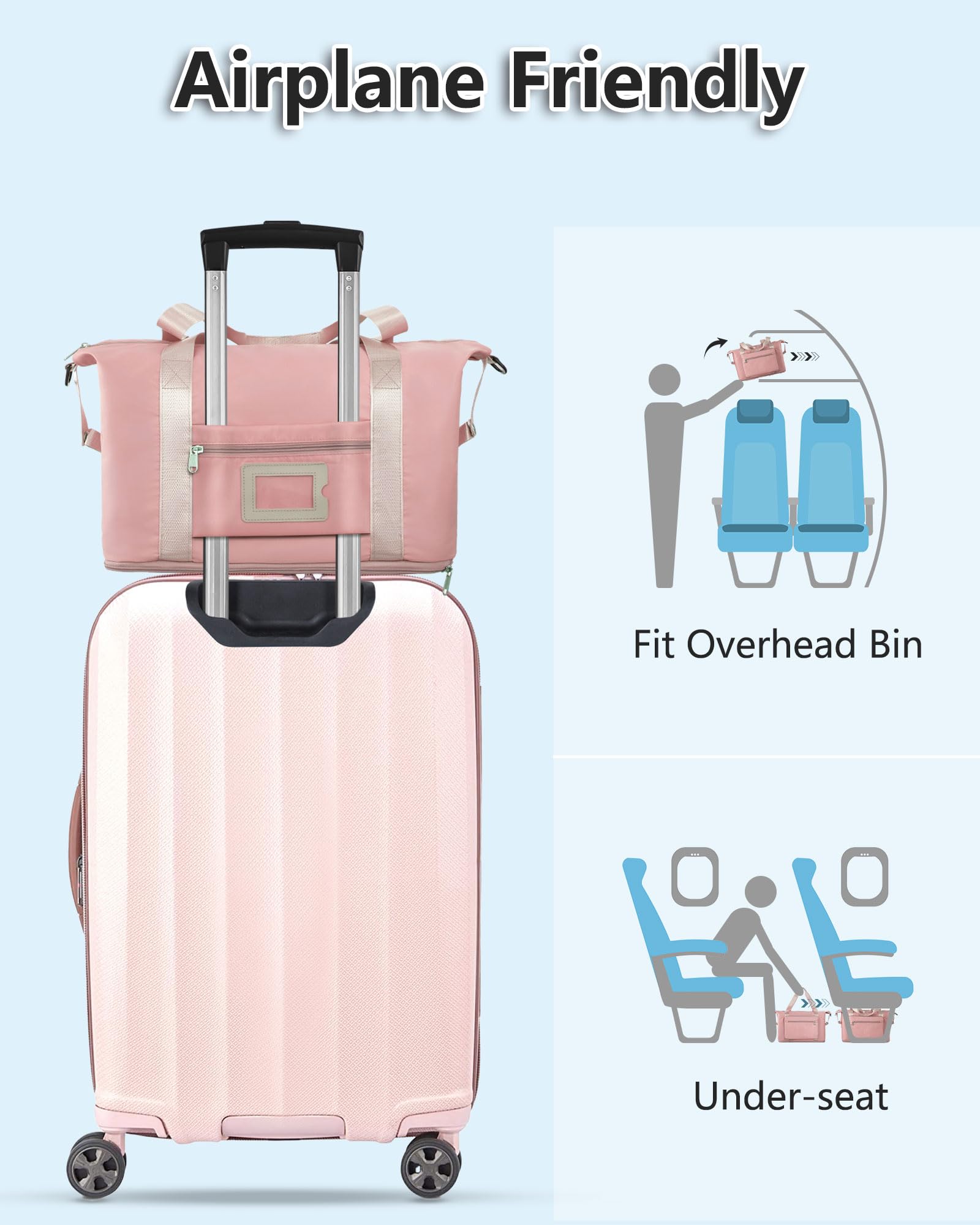 Personalized Initial Duffle Bag for Women - Pink Travel Duffel Bag with Shoe Compartment, Gym & Overnight Bag, Perfect for Weekend Getaways, Hospital Visits & Carry-On Luggage | Great Gift for Women & Girls