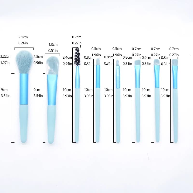 Premium Sajani 8-Piece Mini Makeup Brush Set with Travel Case - Synthetic Bristles for Powder, Blush, Eyeshadow & Lipstick Application - Perfect for Travel, Home Use & Professional Makeup Kits