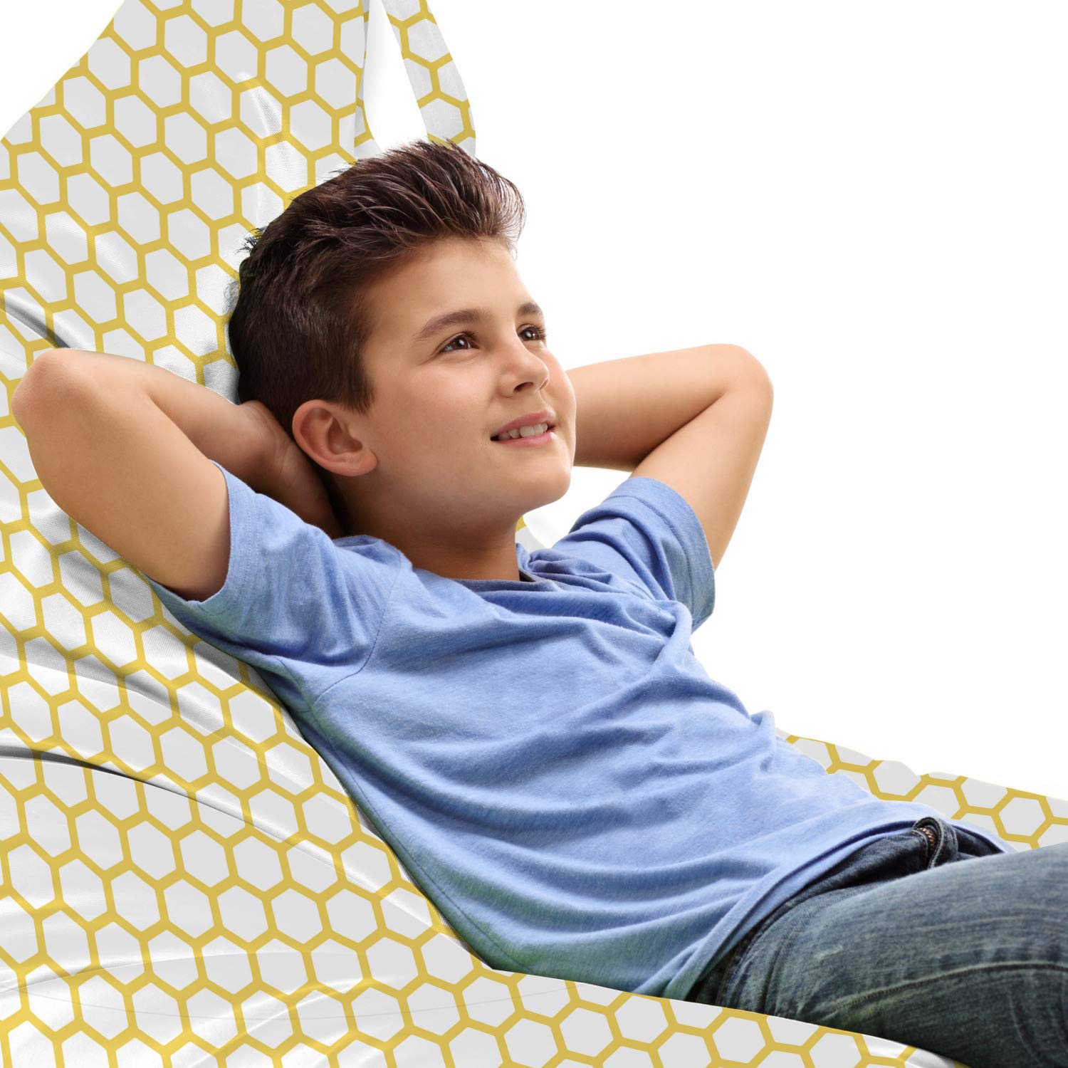 Ambesonne Yellow White Lounger Chair Bag - Hexagonal Beehive Pattern Storage for Outdoor & Travel