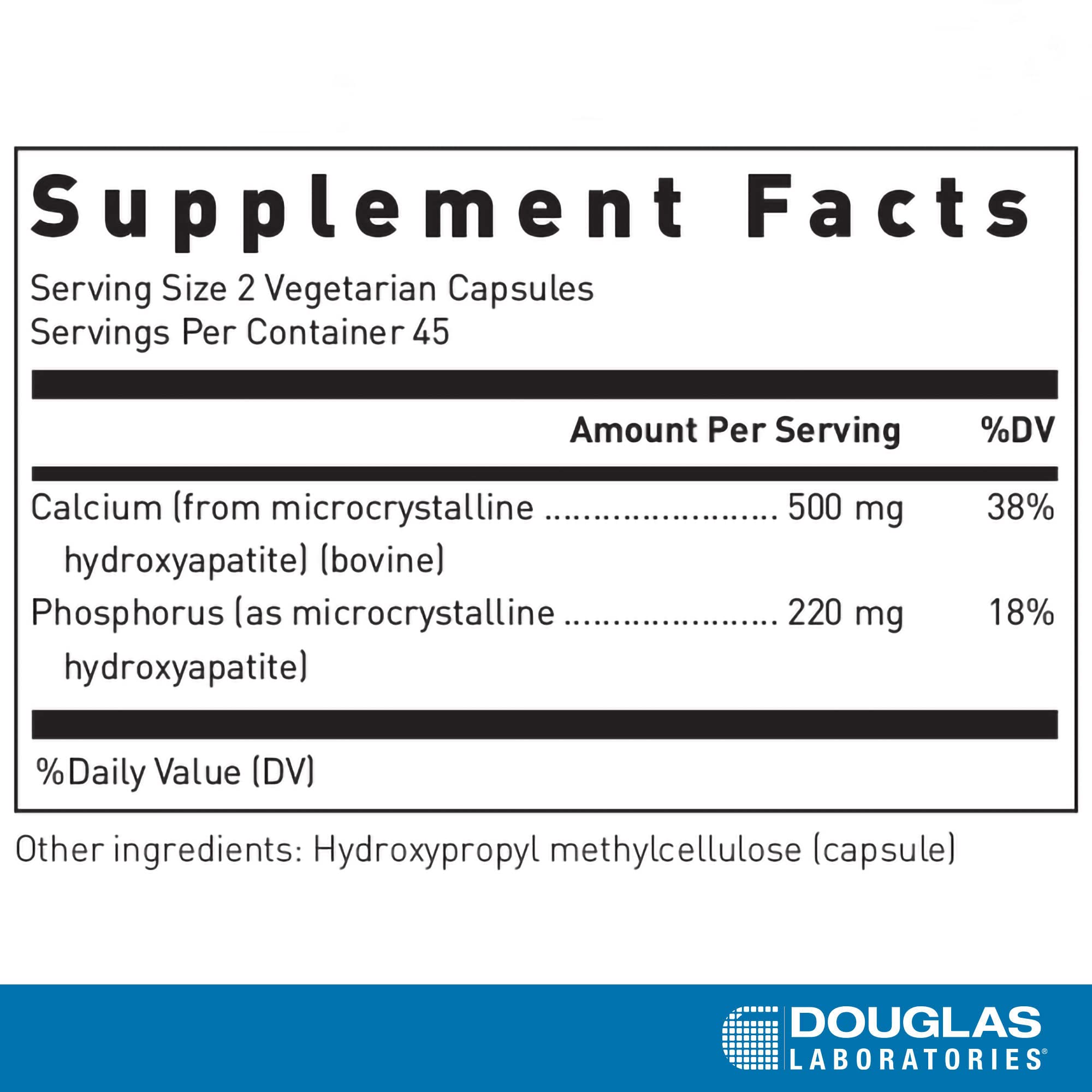 Douglas Laboratories Calcium Microcrystalline Hydroxyapatite Supplement - 90 Tablets for Teeth & Bone Health Support with Calcium & Phosphorus | Dental Care & Bone Strength for Active Adults & Seniors