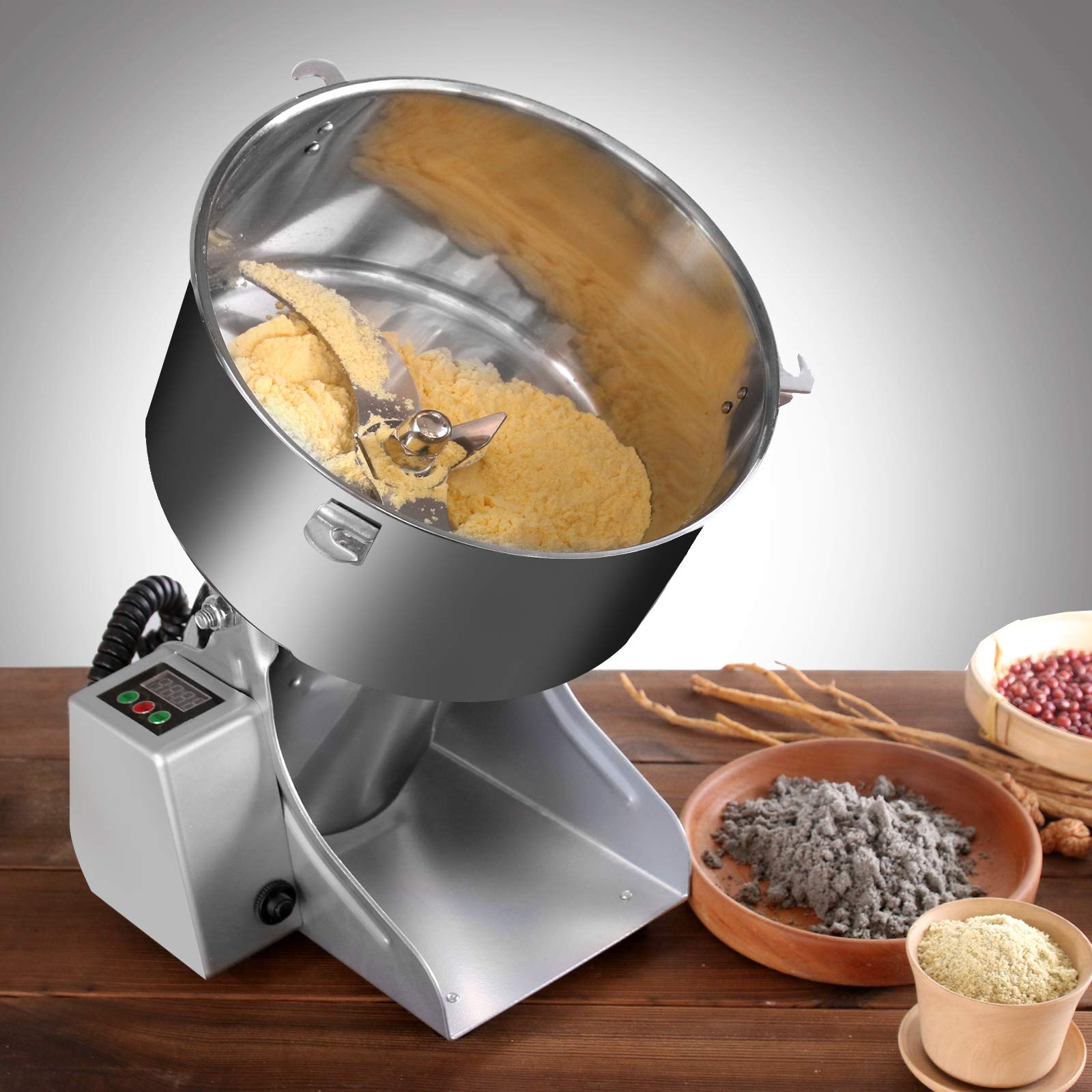 2000g Commercial Electric Grain Grinder - Stainless Steel Mill for Coffee, Spices, Herbs & Nuts - LCD Digital Display - Perfect for Home Kitchens, Bakeries & Coffee Shops