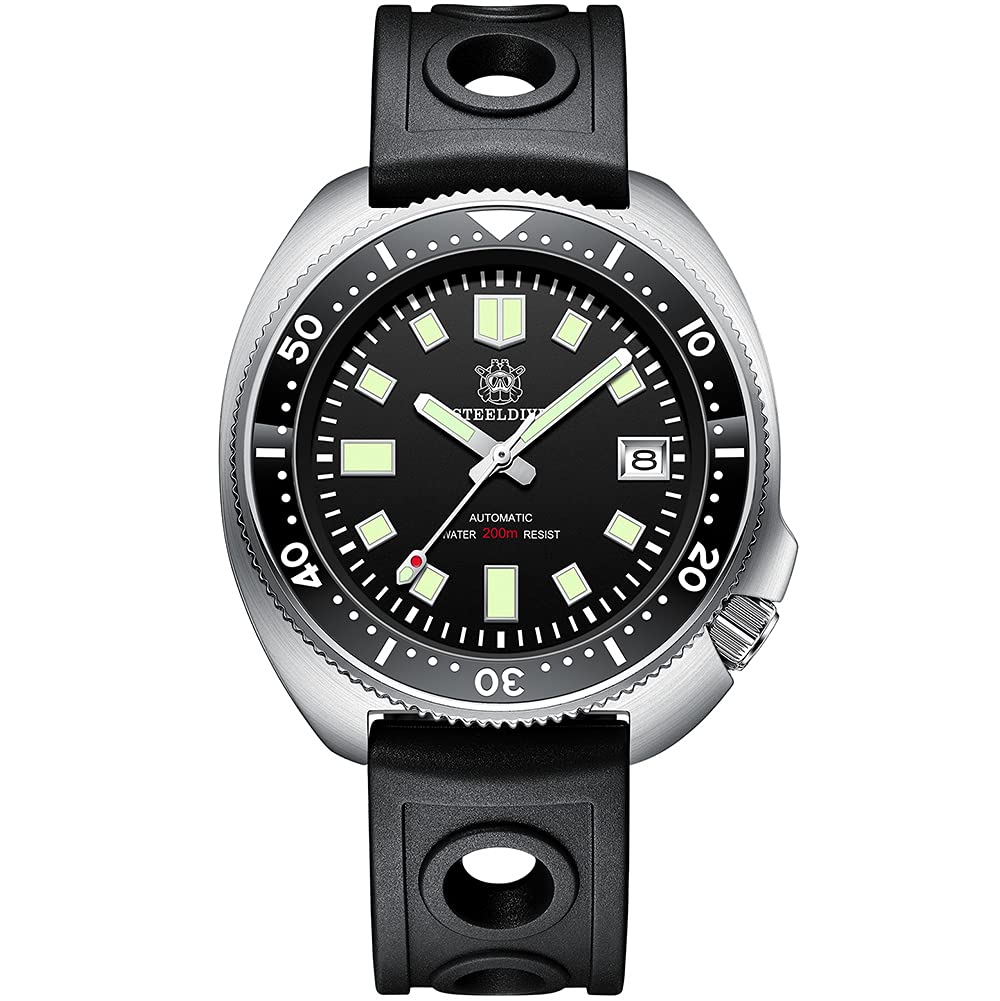 STEELDIVE Men's Automatic Diver Watch - 200M Water Resistant, Self-Winding Mechanical Wristwatch with Ceramic Bezel & Sapphire Crystal, NH35 Movement - Perfect for Scuba Diving, Swimming & Outdoor Adventures (Model SD1970)