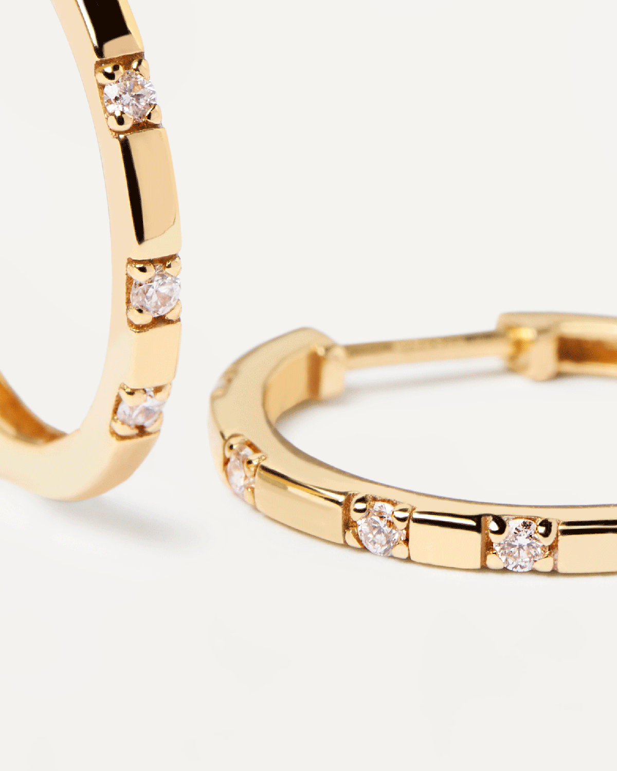 GRID 14K Yellow Gold Diamond Hoop Earrings for Women - Elegant Frosty Finish for Everyday Wear & Special Occasions
