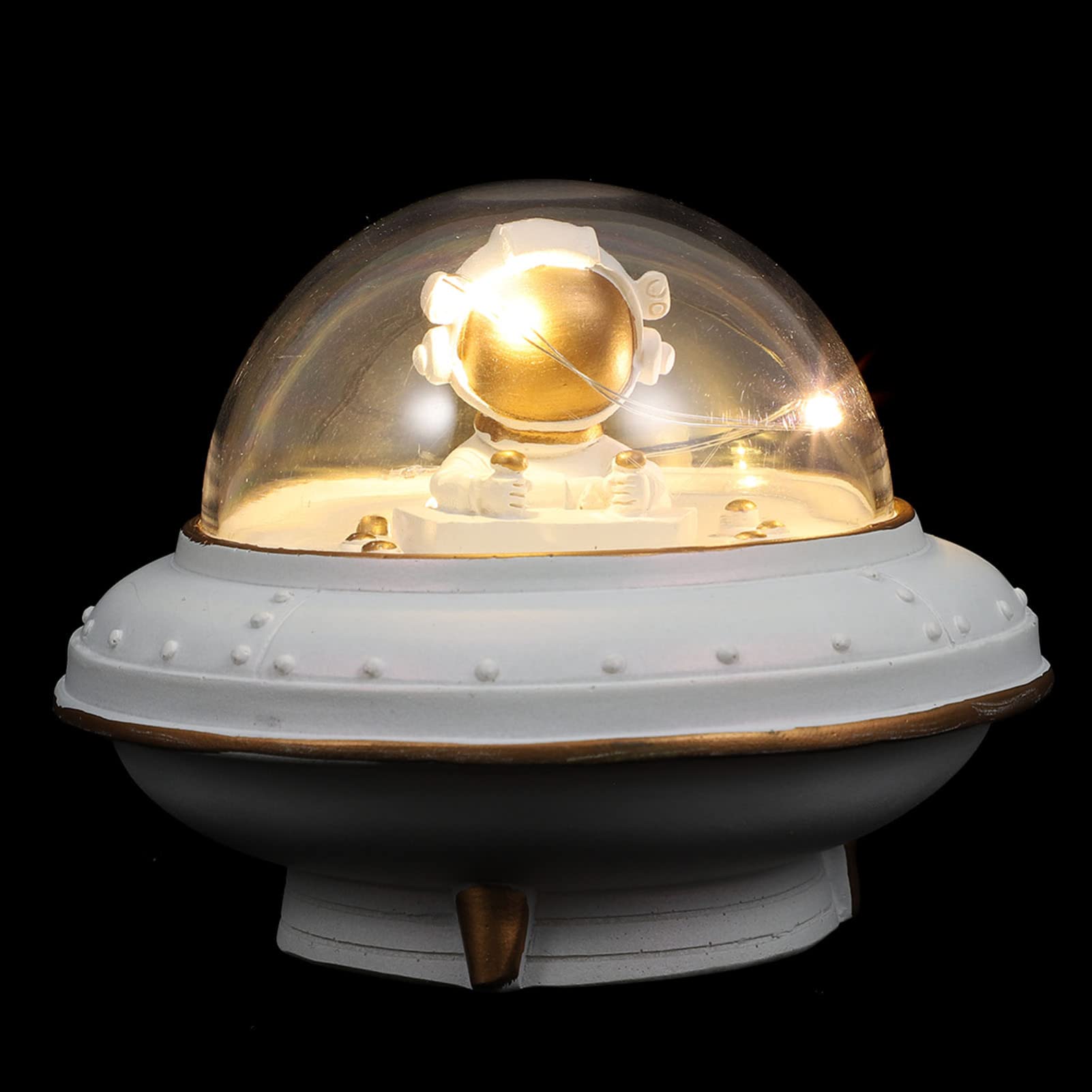 VOSAREA Astronaut Night Light - Small Resin UFO Robot Alien Spaceman Figurine with Luminous Effect, Desktop Atmosphere Lamp for Home Office Bedroom Decor (White) | Perfect for Sci-Fi Lovers, Kids Room, Gaming Setup and Space-Themed Parties