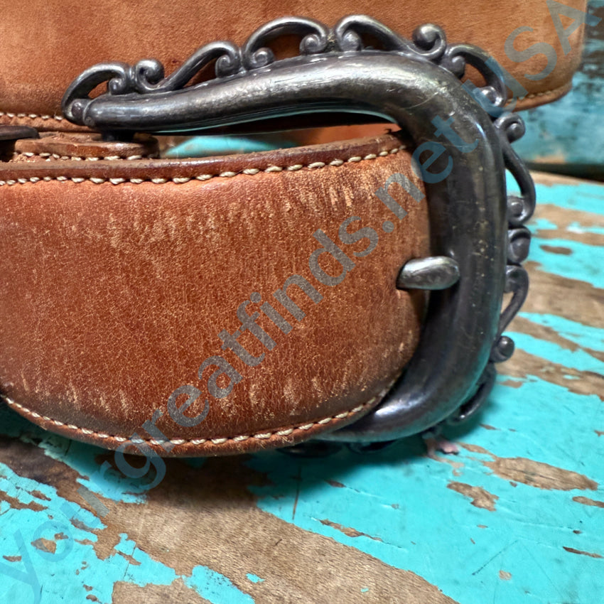 Vintage 1994 Brighton Brown Nubuck Leather Belt for Men - Genuine Leather Fashion Accessory for Casual & Formal Wear - Perfect for Jeans, Suits & Everyday Outfits