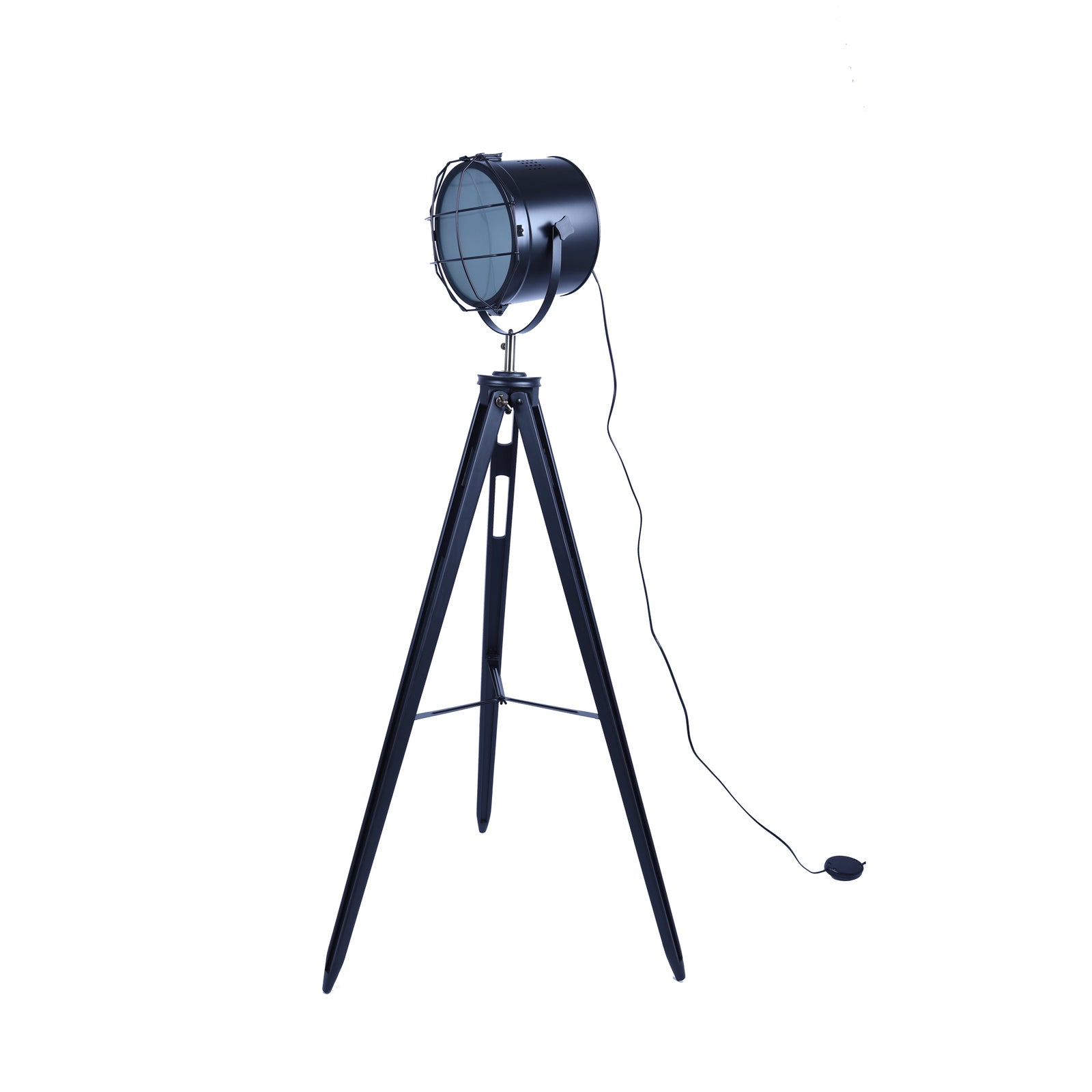 158cm Nautical Tripod Floor Lamp with Matte Black Head - Adjustable Spotlight for Living Room, Bedroom & Office Lighting | Modern Industrial Decor for Home & Workspace
