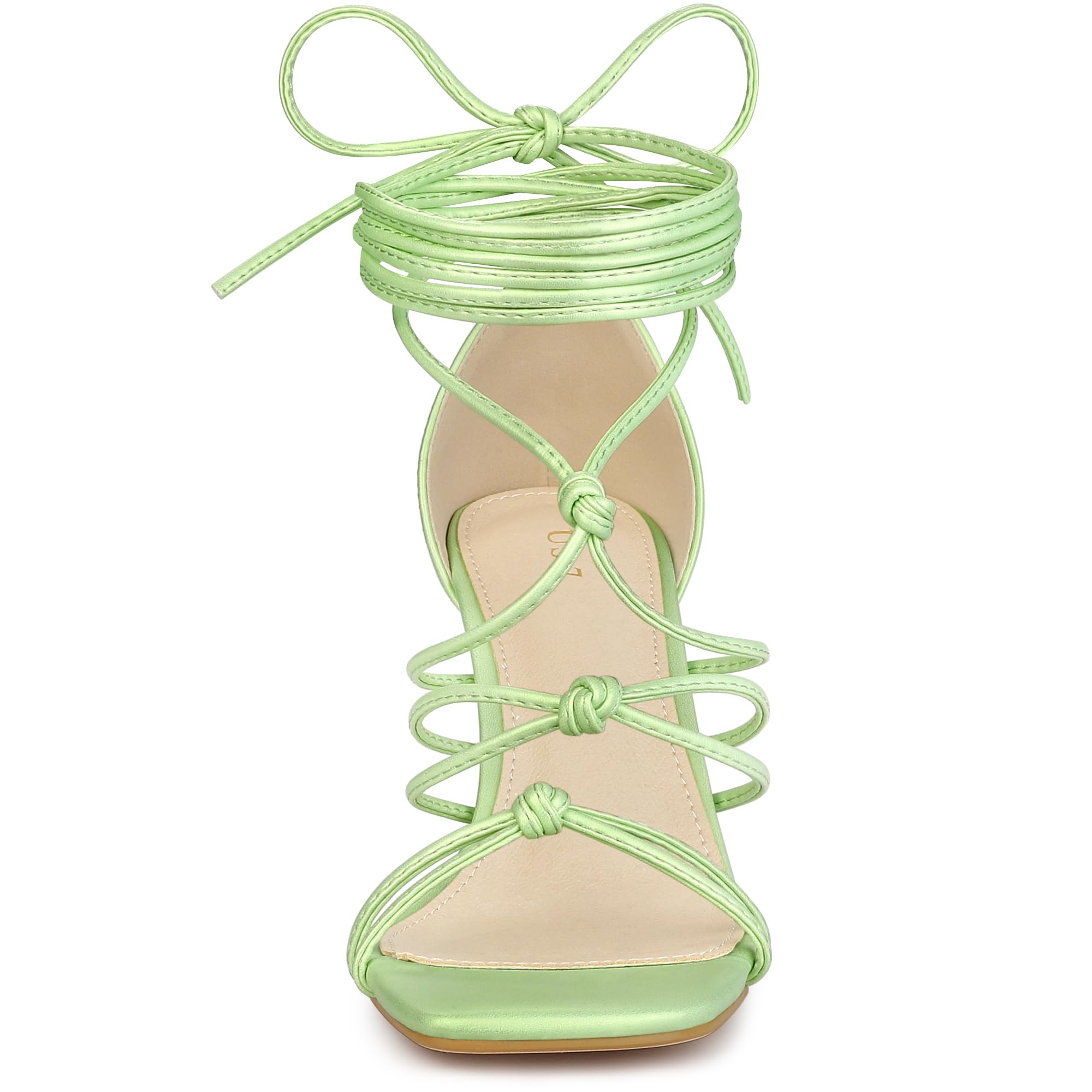Allegra K Women's Chunky Heel Strappy Sandals with Lace-Up Design - Comfortable High Heels for Parties, Weddings & Evening Events
