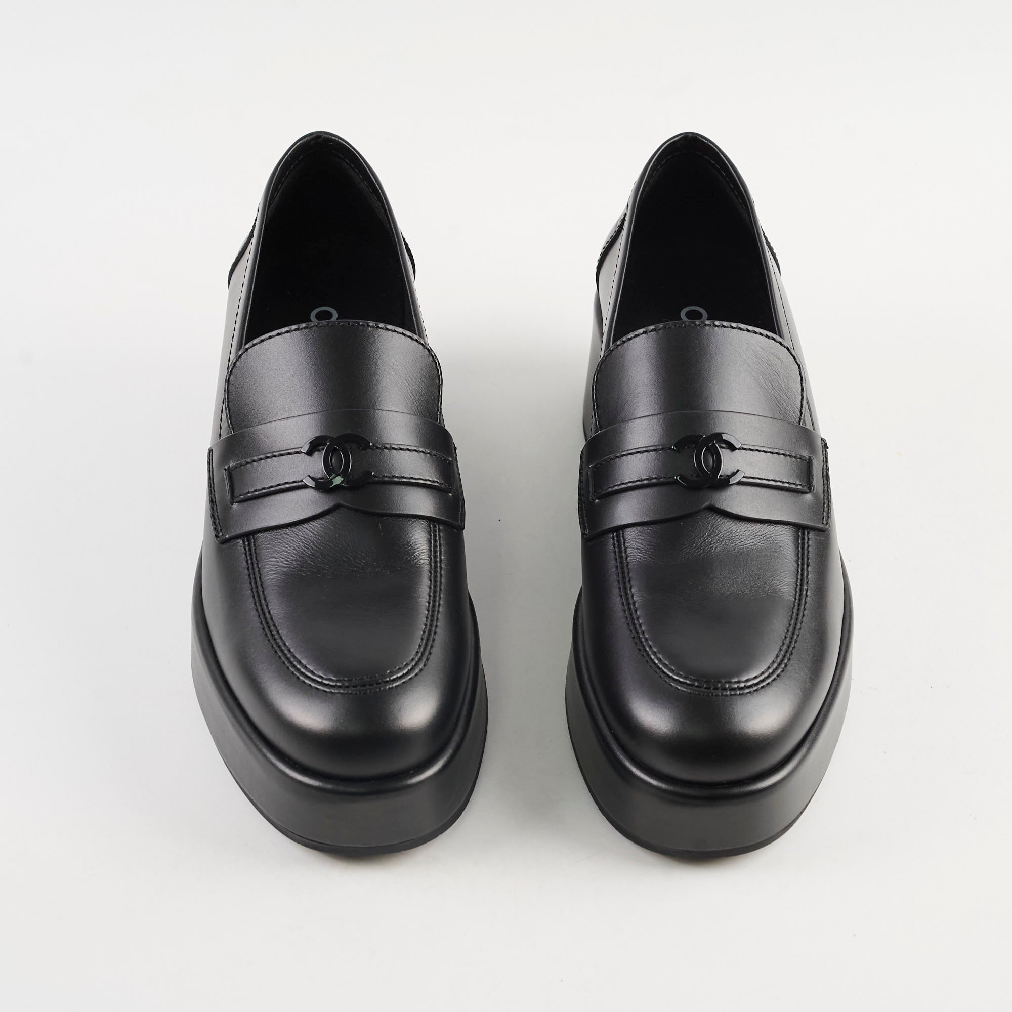Chanel So Black Leather Loafers for Women - Size 41 US (EU 42) - Classic Comfortable Slip-On Shoes for Work, Office & Casual Wear