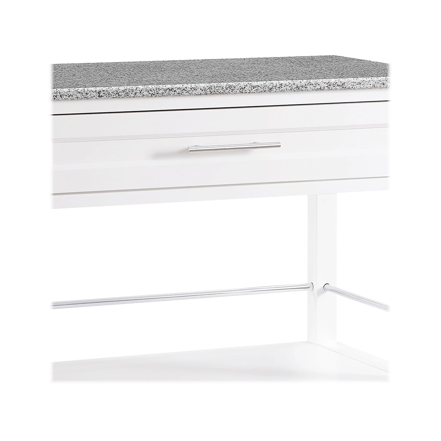 Benjara White and Gray Spacious Wooden Kitchen Cart with Granite Inlaid Top - Perfect for Small Kitchens, Pantry Storage, and Mobile Food Prep Station