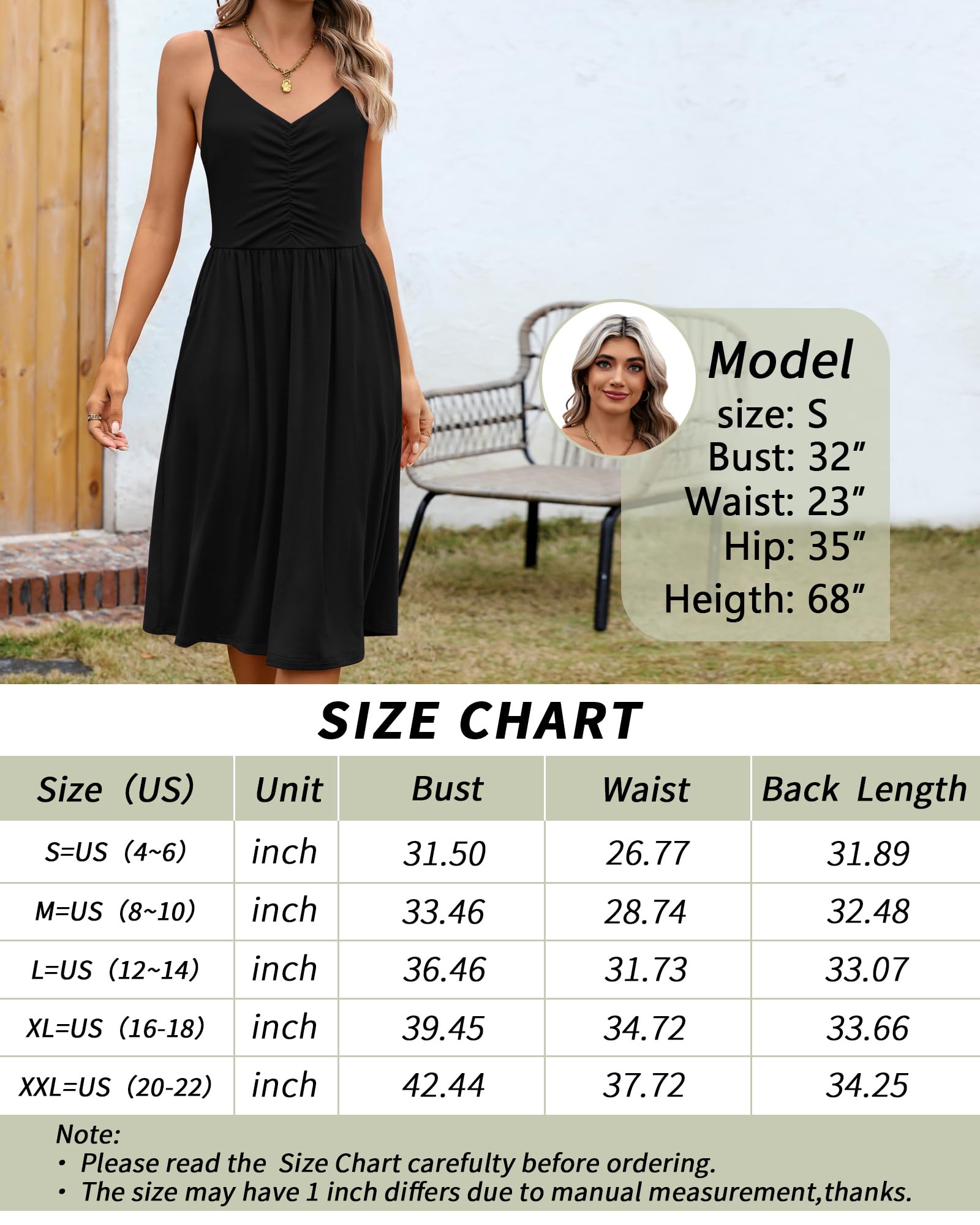 2 Pack Women's Spaghetti Strap Summer Dresses - Casual Pleated Sundress with Pockets, Flowy Swing Camisole for Beach, Vacation, and Everyday Wear