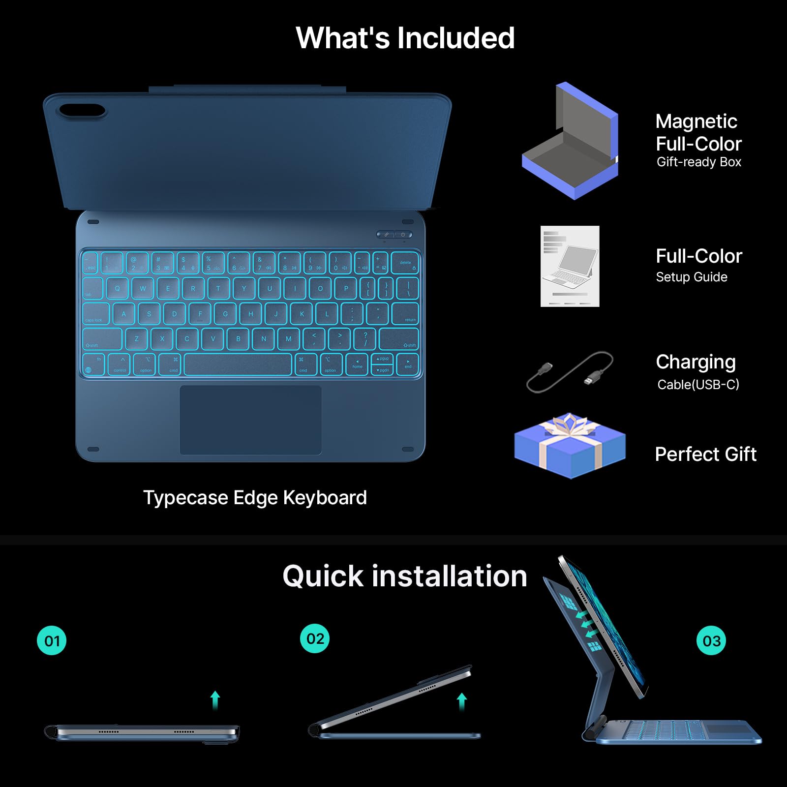 Magnetic Edge Keyboard Case for iPad 11th Gen (A16, 2025) & iPad 10th Gen 10.9