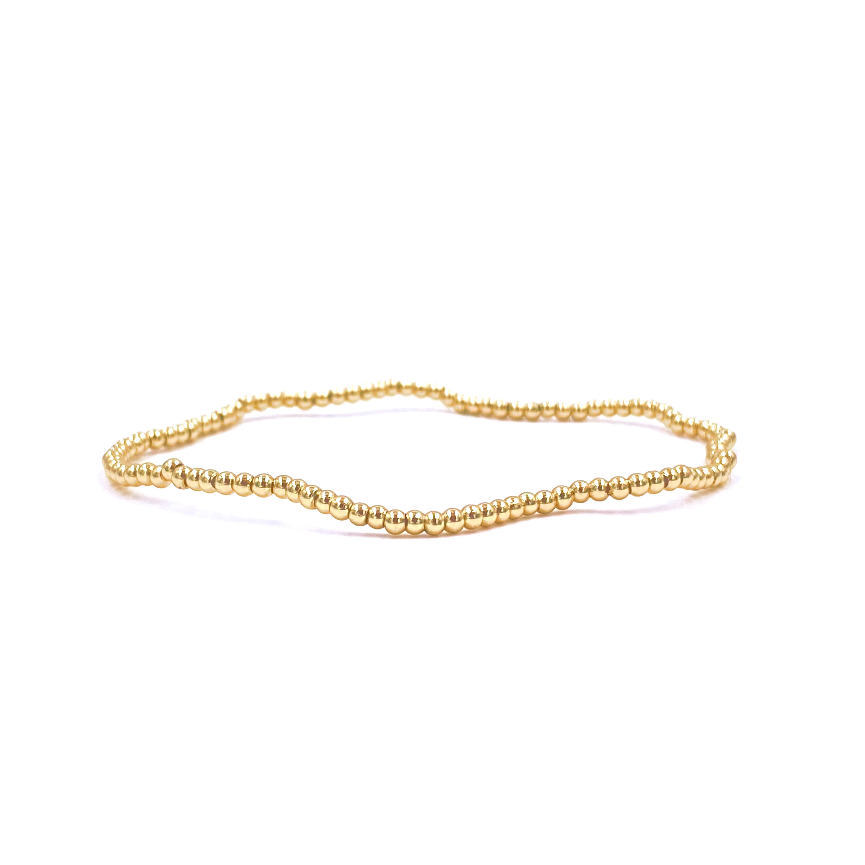Ashley Gold Stainless Steel Gold Plated Ball Beaded Stretch Bracelet for Women - Elegant Adjustable Jewelry for Parties, Weddings & Everyday Wear