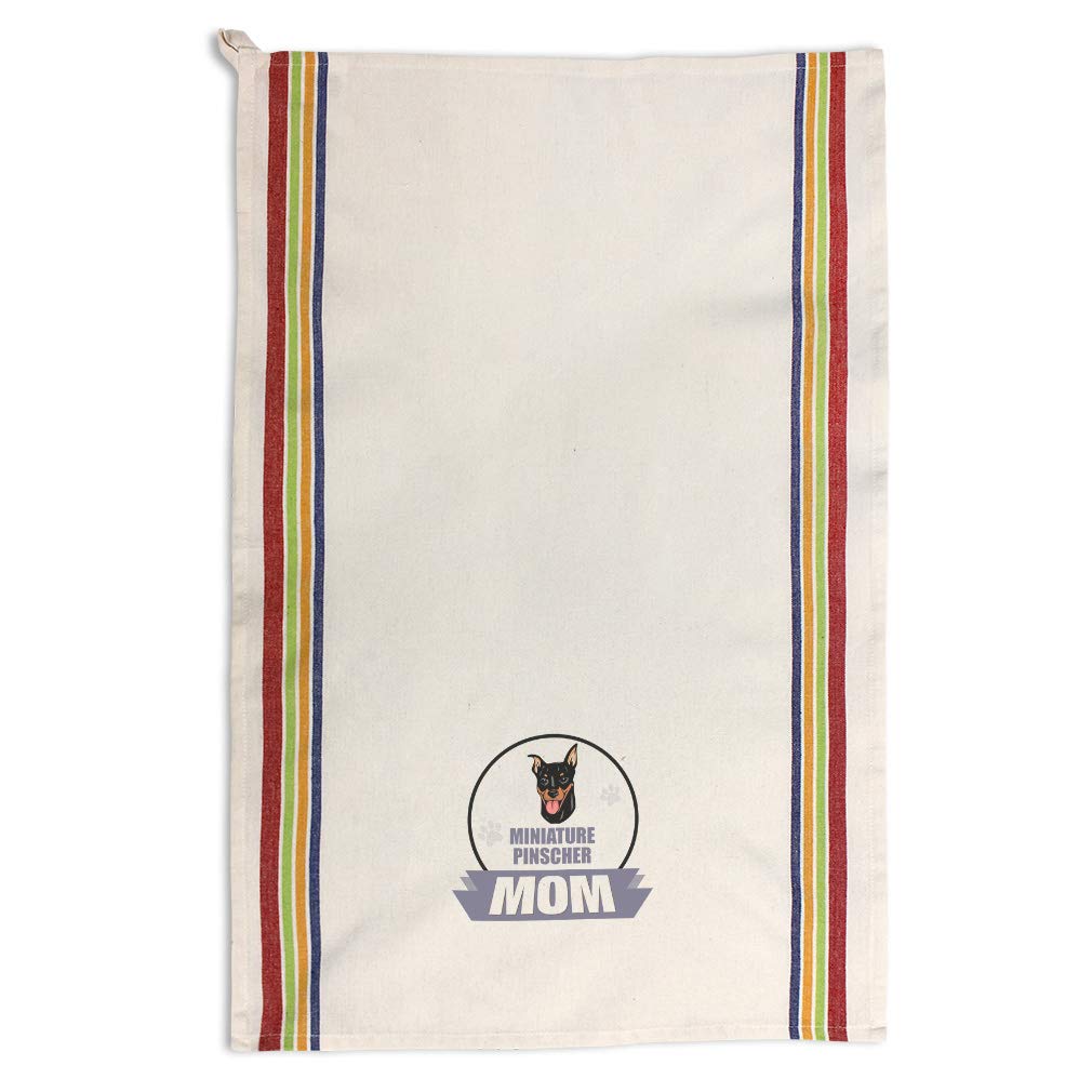 Custom Printed Kitchen Towels with Miniature Pinscher Dog Design - Absorbent Dish Towels for Cleaning, Cooking & Decor - Multi Stripe Pet Lover Gift for Dog Owners - Perfect for Kitchen, Dining & Housewarming Gifts