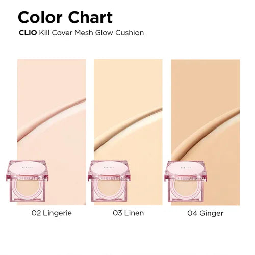 CLIO Kill Cover Mesh Glow Cushion Foundation Set - Hydrating & Full Coverage Makeup Base for Flawless Skin | Perfect for Daily Wear, Special Occasions & On-The-Go Touch Ups