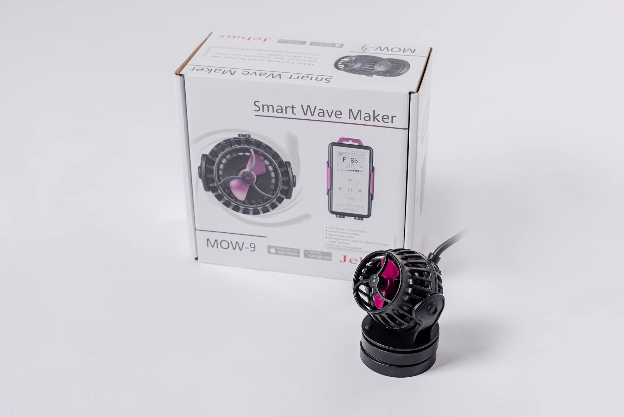 Jebao MOW-9 Smart Wave Maker with LCD Display Controller - Adjustable Flow Pump for Saltwater Aquarium, Magnetic Base - Perfect for Reef Tanks, Coral Growth & Marine Fish Habitats