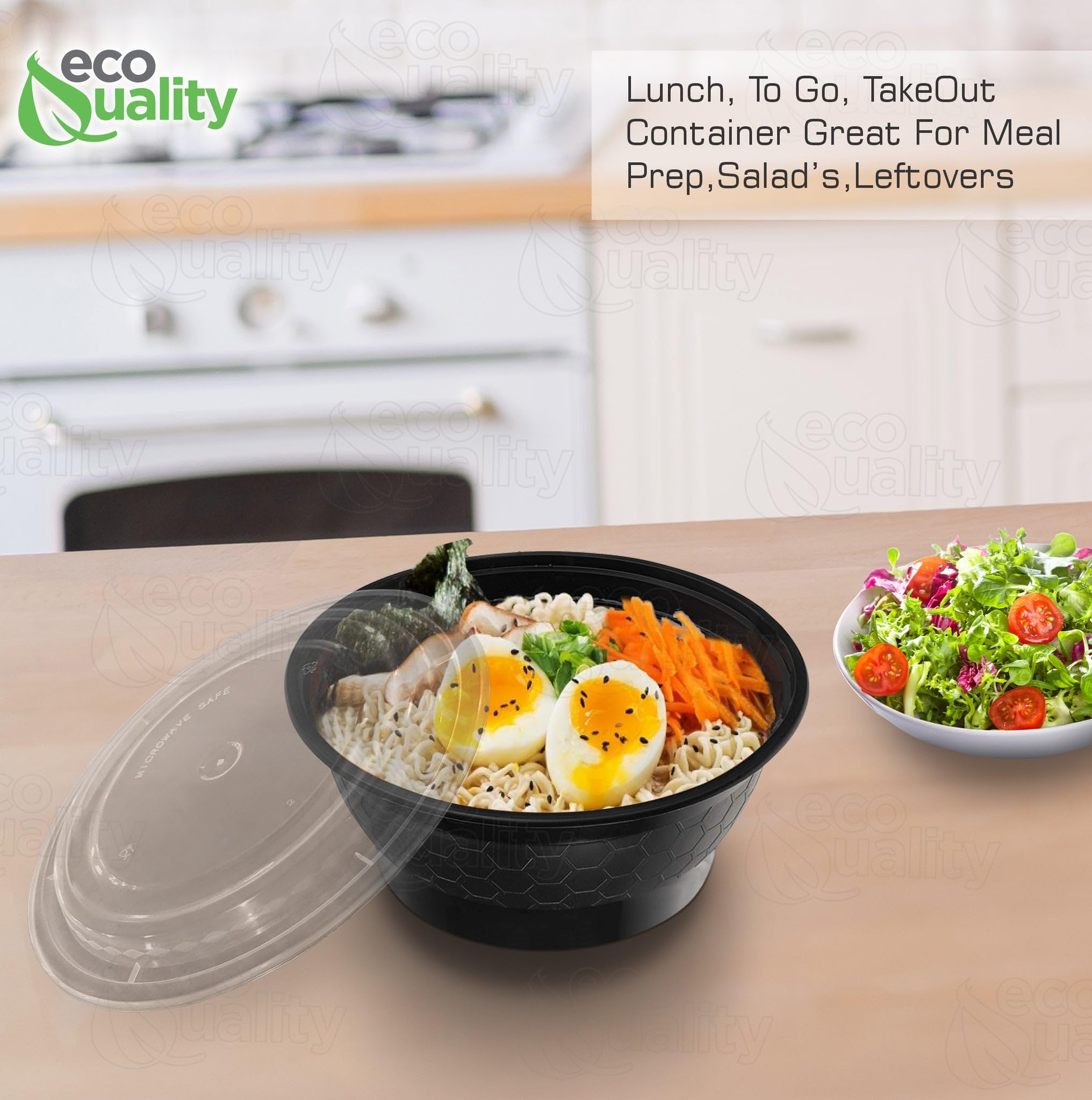 40oz Meal Prep Containers with Lids - 150 Pack BPA Free Disposable Food Storage Bowls | Microwave, Freezer & Dishwasher Safe | Perfect for Stir Fry, Ramen, Soup & Lunch Box | Ideal for Meal Prepping, Office Lunches & Picnics (Black)
