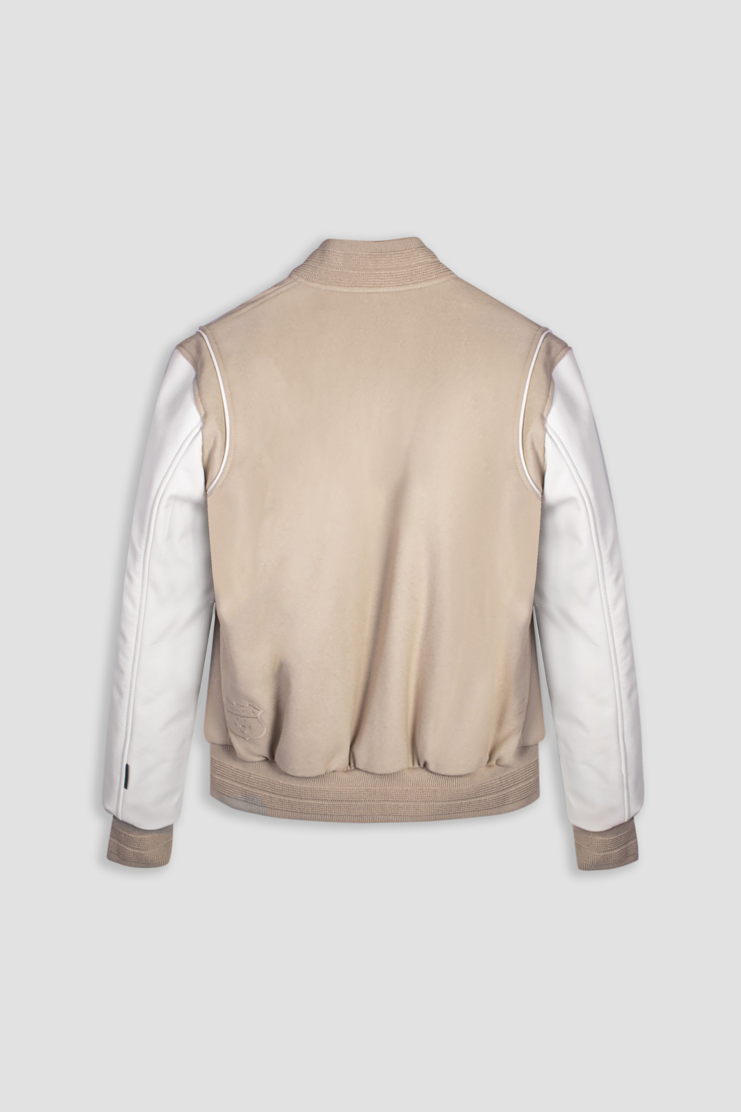 Men's Varsity Jacket in Ecru - Classic Tall Fit for Casual Wear & Street Style Fashion