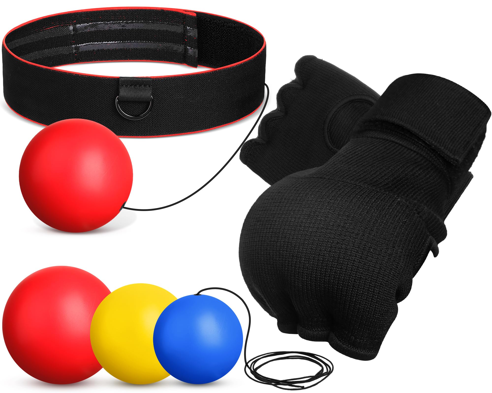**3-Piece Boxing Reflex Ball Set with Adjustable Headband & Gloves - Speed, Hand-Eye Coordination Training for Men & Teens - Perfect for Home Gym, Boxing Practice & Fitness Workouts**