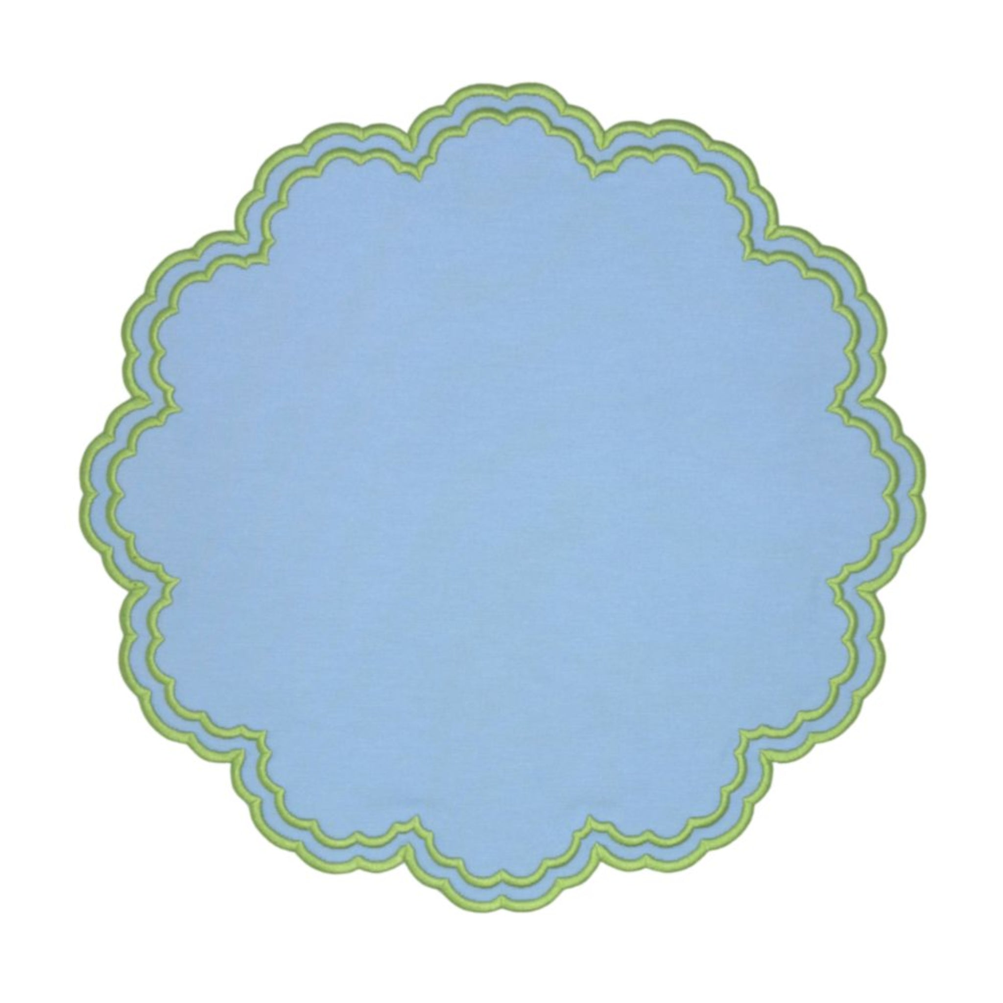 Bettina Placemat Set of 4 - Blue & Green Cotton Table Mats for Dining Room, Kitchen, or Outdoor Picnic Use