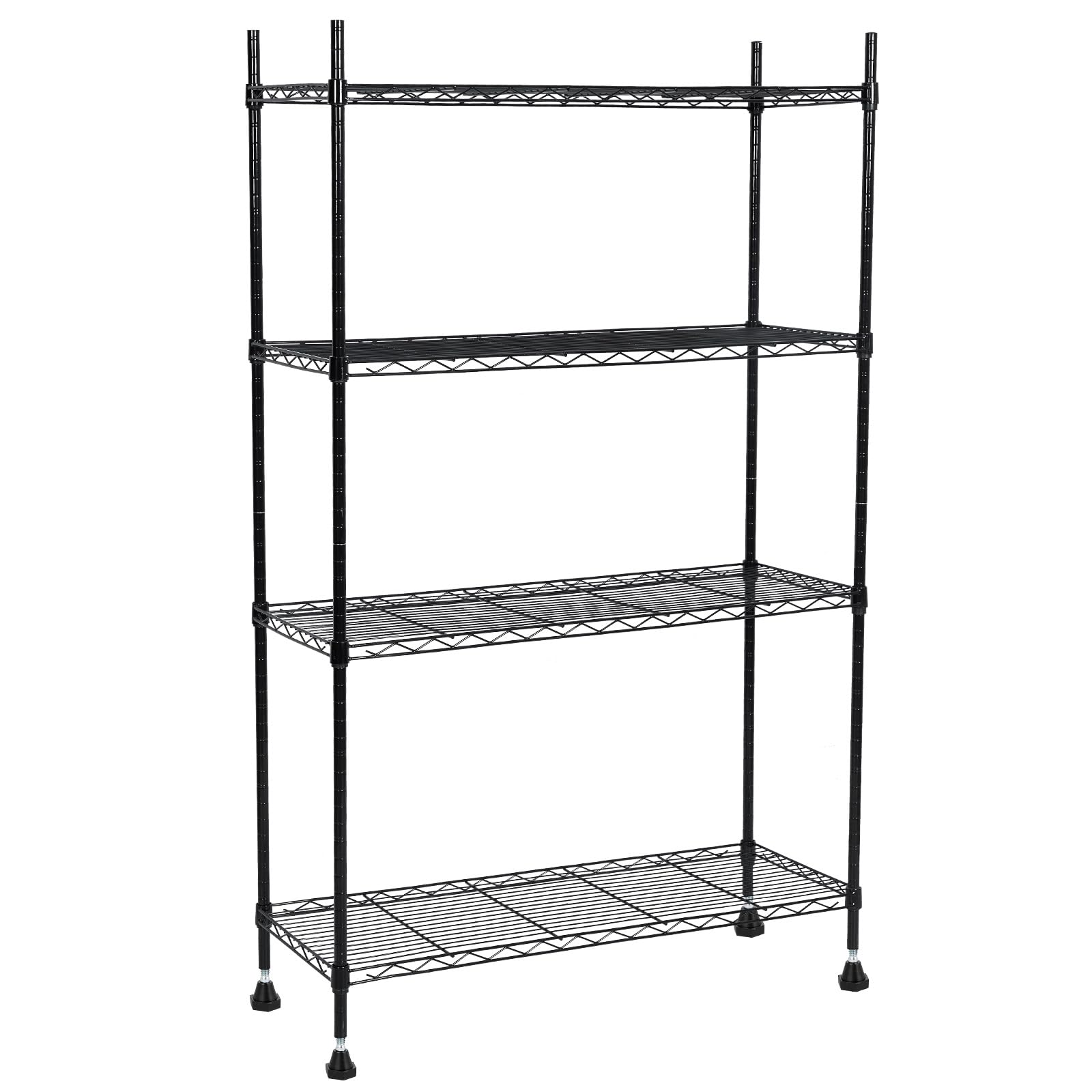 GARVEE 4-Tier Adjustable Heavy Duty Metal Storage Shelving - Cold Rolled Round Tube Steel, Durable Space-Saving Shelves for Garage, Kitchen, Office & Warehouse Organization