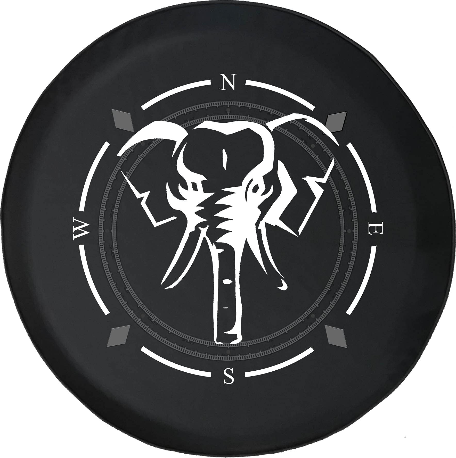 Premium Spare Tire Cover with Compass & African Safari Elephant Design - Universal Fit for SUV, Trailer, RV & Most Vehicles - Durable Outdoor Protection for Road Trips & Camping Adventures