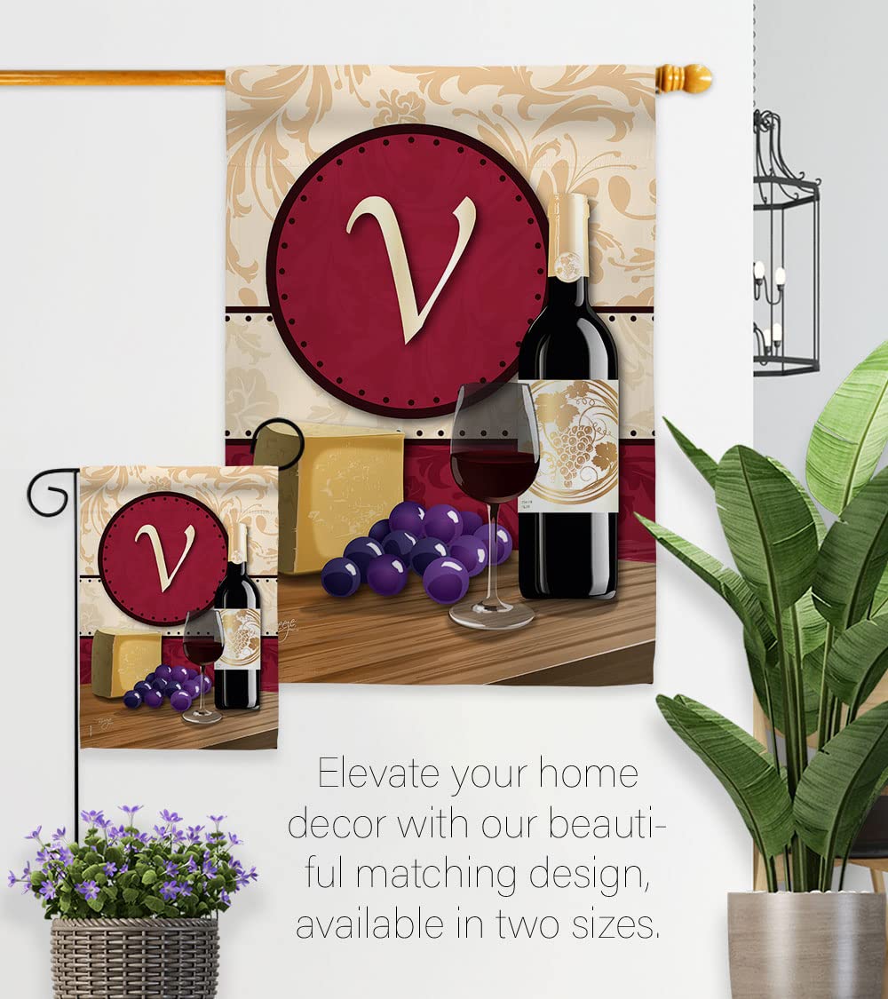V Initial Happy Hour Wine House Flag Set 28x40