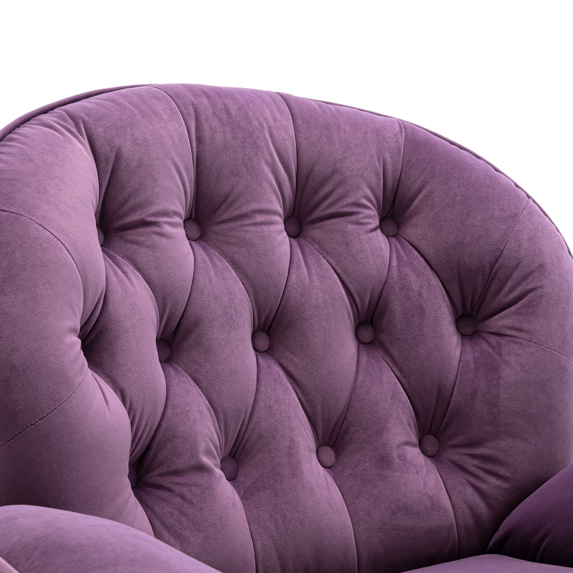 Polibi Swivel Accent Armchair with Ottoman - Modern Velvet Upholstered Lounge Chair with Sturdy Metal Frame for Living Room, Bedroom & Office - Purple Comfort Chair for Reading, TV Watching & Relaxing
