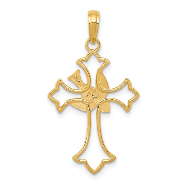 10K Solid Yellow Gold Cross Dove Necklace - Peace Love Holy Spirit Religious Pendant with Jesus Christ Charm | Gift for Baptism, Confirmation, Church & Spiritual Occasions